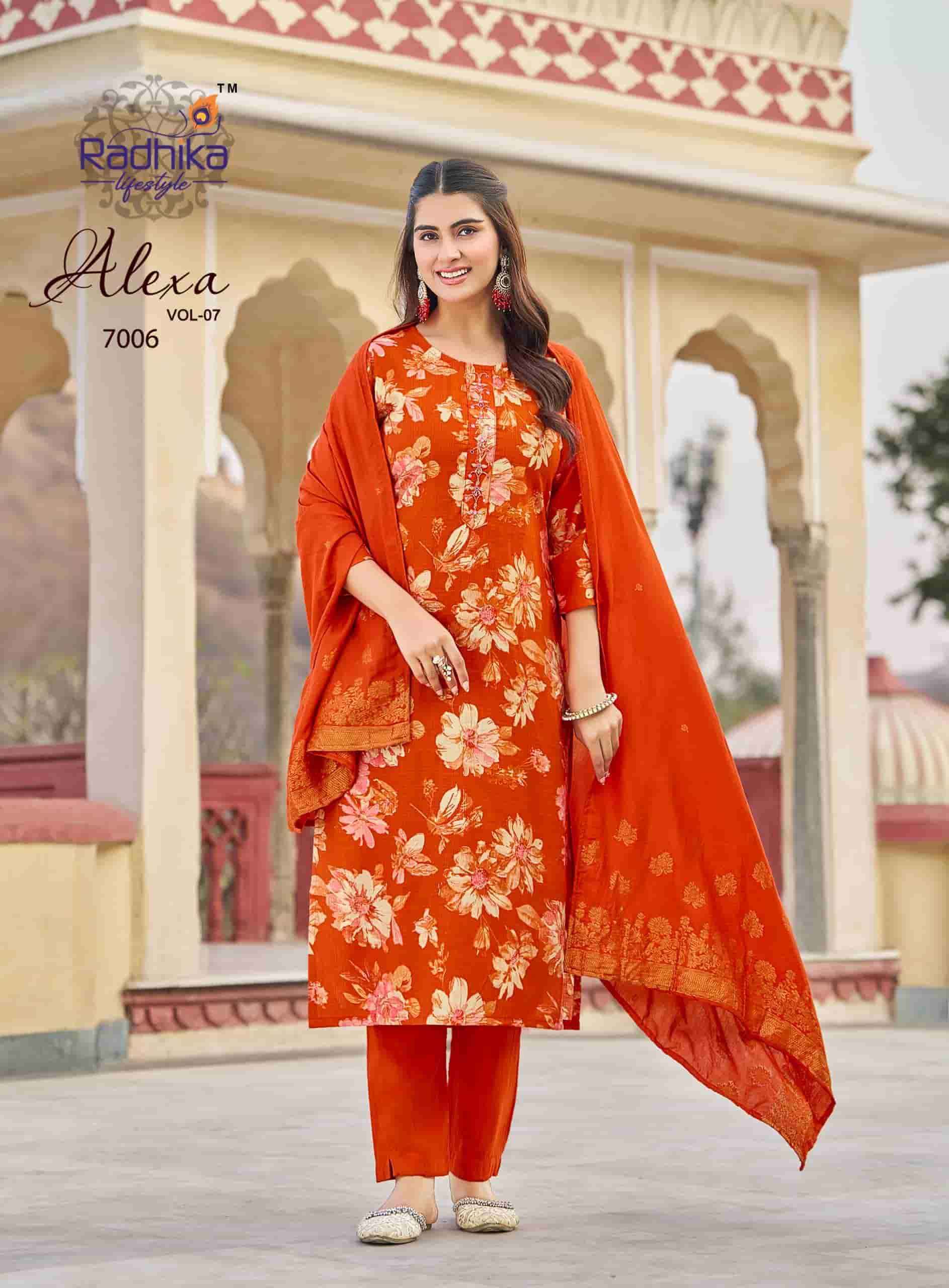 Radhika Lifestyle Alexa Vol 7 Premium Top Bottom Dupatta Set Collection ( 8 Pcs Catalog )