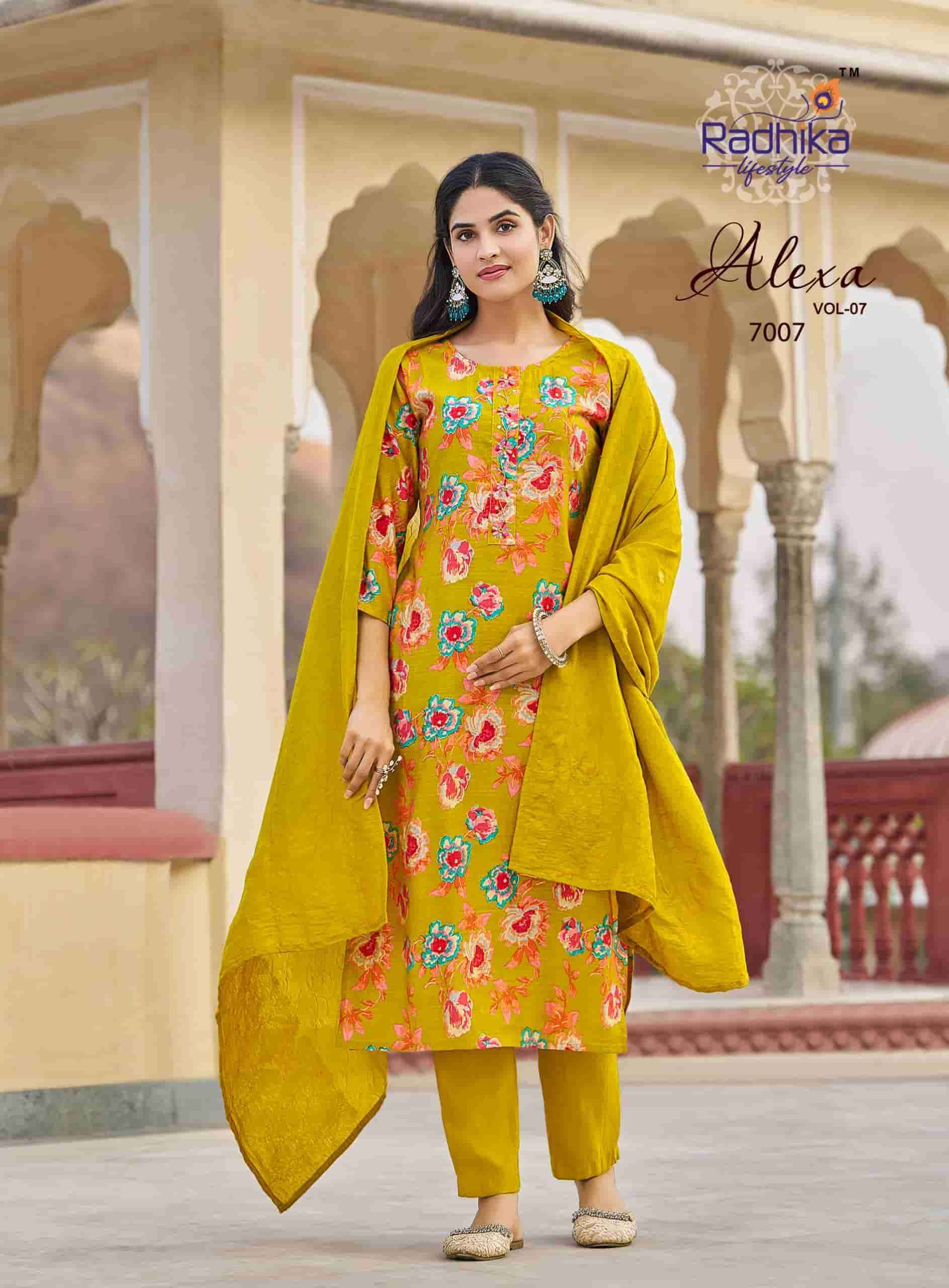 Radhika Lifestyle Alexa Vol 7 Premium Top Bottom Dupatta Set Collection ( 8 Pcs Catalog )