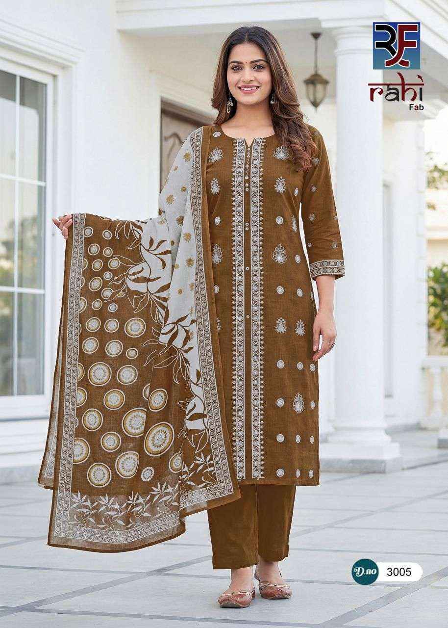 RAHI FAB RISING SILVER VOL 3 COTTON DRESS MATERIAL WHOLESALE PRICE ( 8 PCS CATALOGUE )