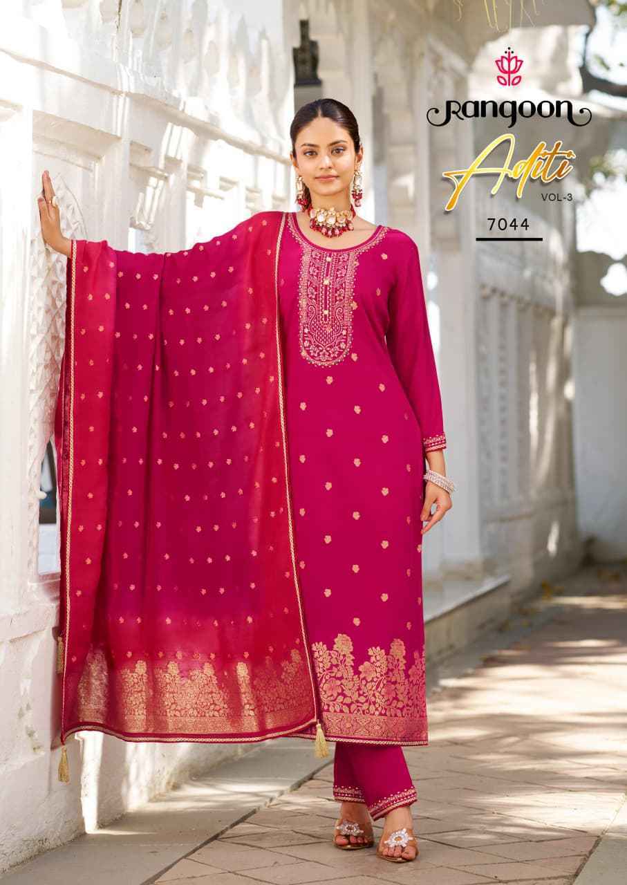 Rangoon Aditi Vol 3 Viscose Jecaurd Readymade Suits Wholesale Supplier ( 6 pcs Catalogue )
