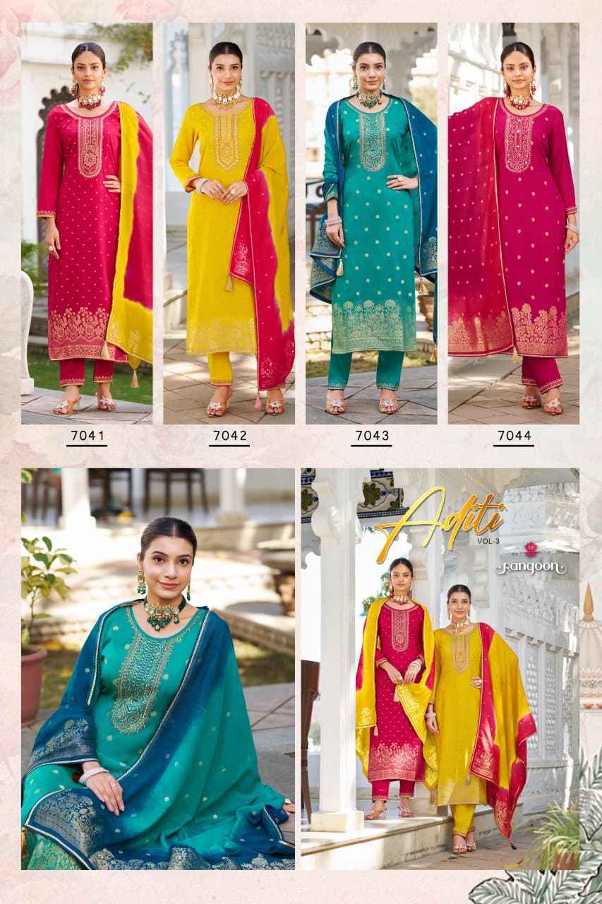 Rangoon Aditi Vol 3 Viscose Jecaurd Readymade Suits Wholesale Supplier ( 6 pcs Catalogue )