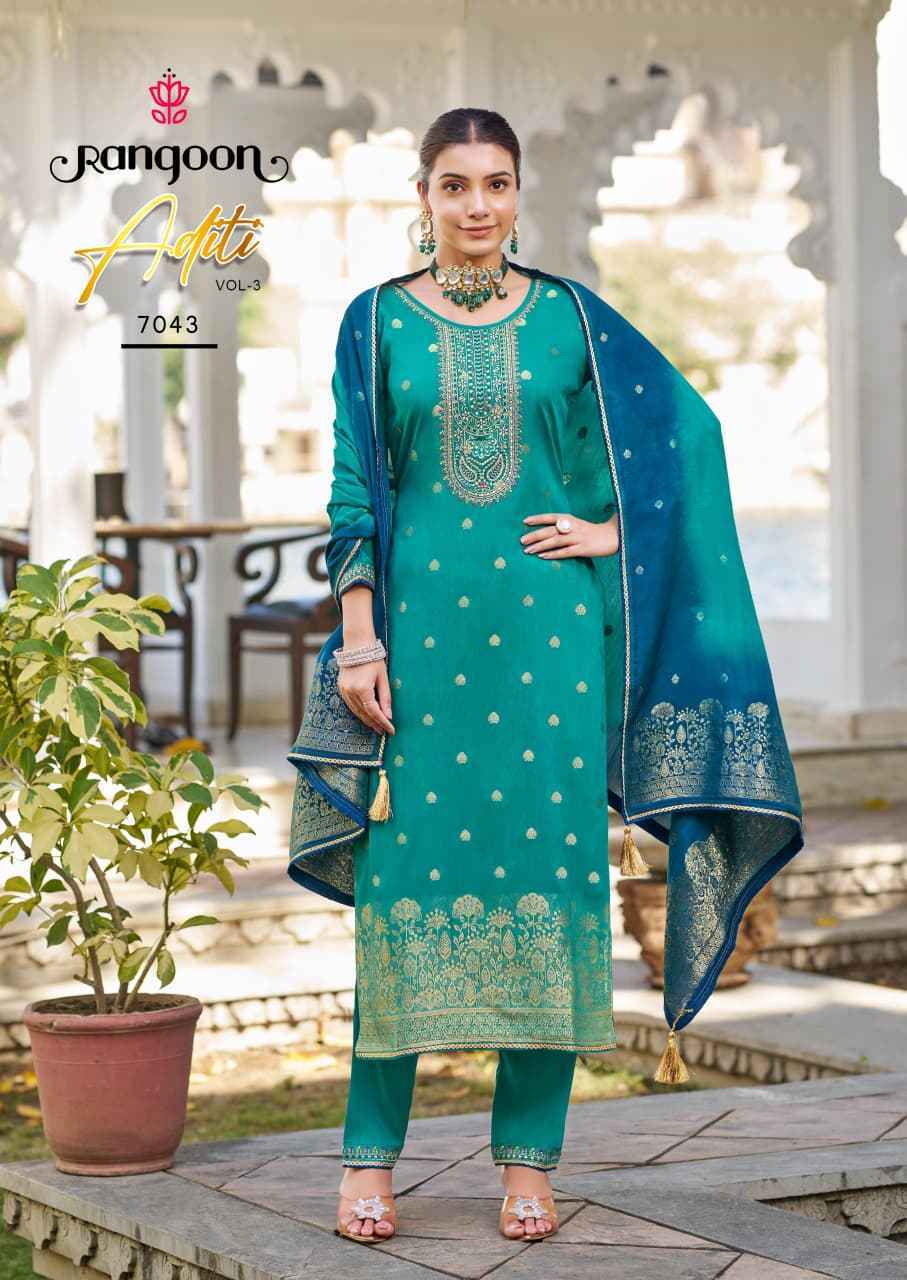 Rangoon Aditi Vol 3 Viscose Jecaurd Readymade Suits Wholesale Supplier ( 6 pcs Catalogue )