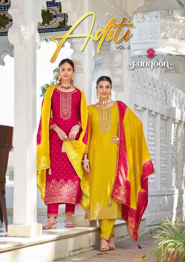 Rangoon Aditi Vol 3 Viscose Jecaurd Readymade Suits Wholesale Supplier ( 6 pcs Catalogue )