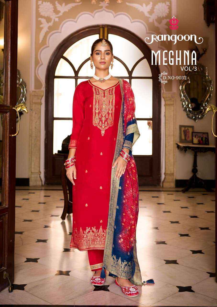 Rangoon Meghana Vol 3 Jacquard Readymade Suits Wholesale Surat ( 4 pcs Catalogue )