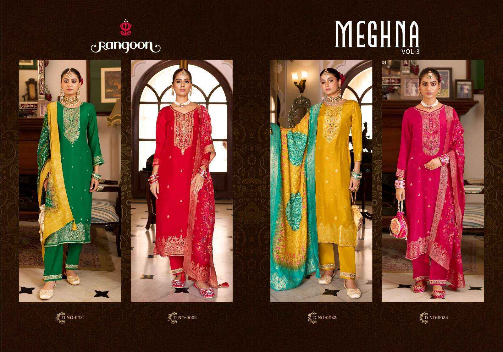 Rangoon Meghana Vol 3 Jacquard Readymade Suits Wholesale Surat ( 4 pcs Catalogue )