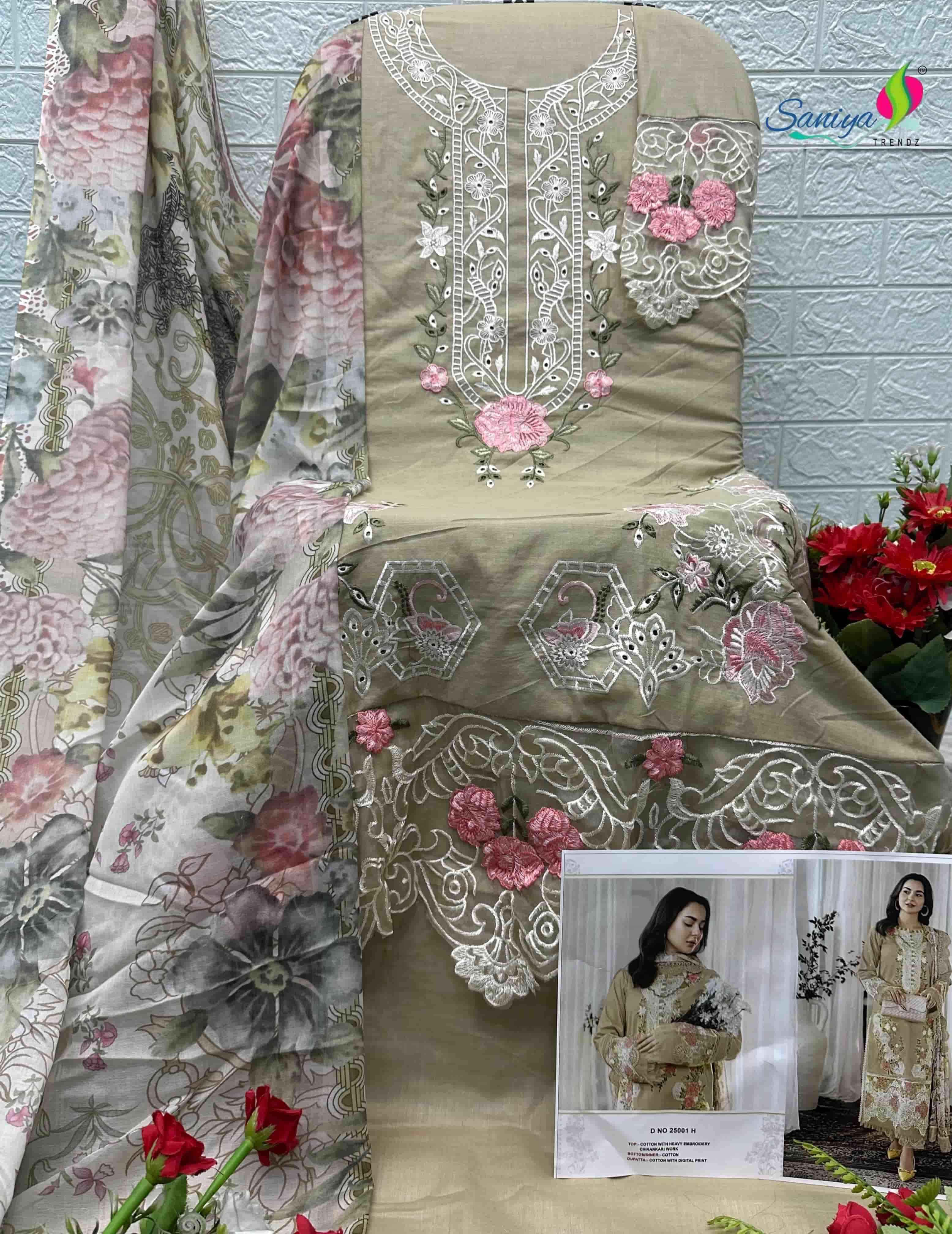 Saniya Trendz 25001 Ghi Pakistani Cotton Dress Collection ( 3 Pcs Catalog )