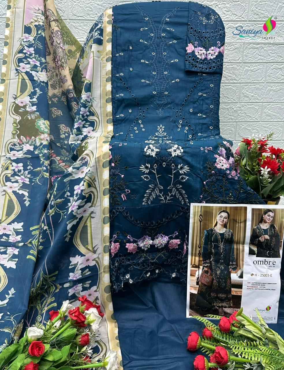 Saniya Trendz Ombre Vol 25 Cotton Dress Material Wholesale Price ( 4 pcs Catalogue )