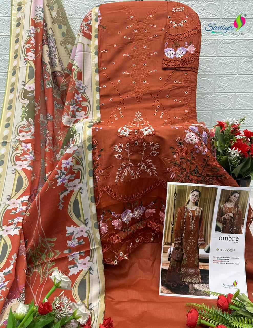 Saniya Trendz Ombre Vol 25 Cotton Dress Material Wholesale Price ( 4 pcs Catalogue )