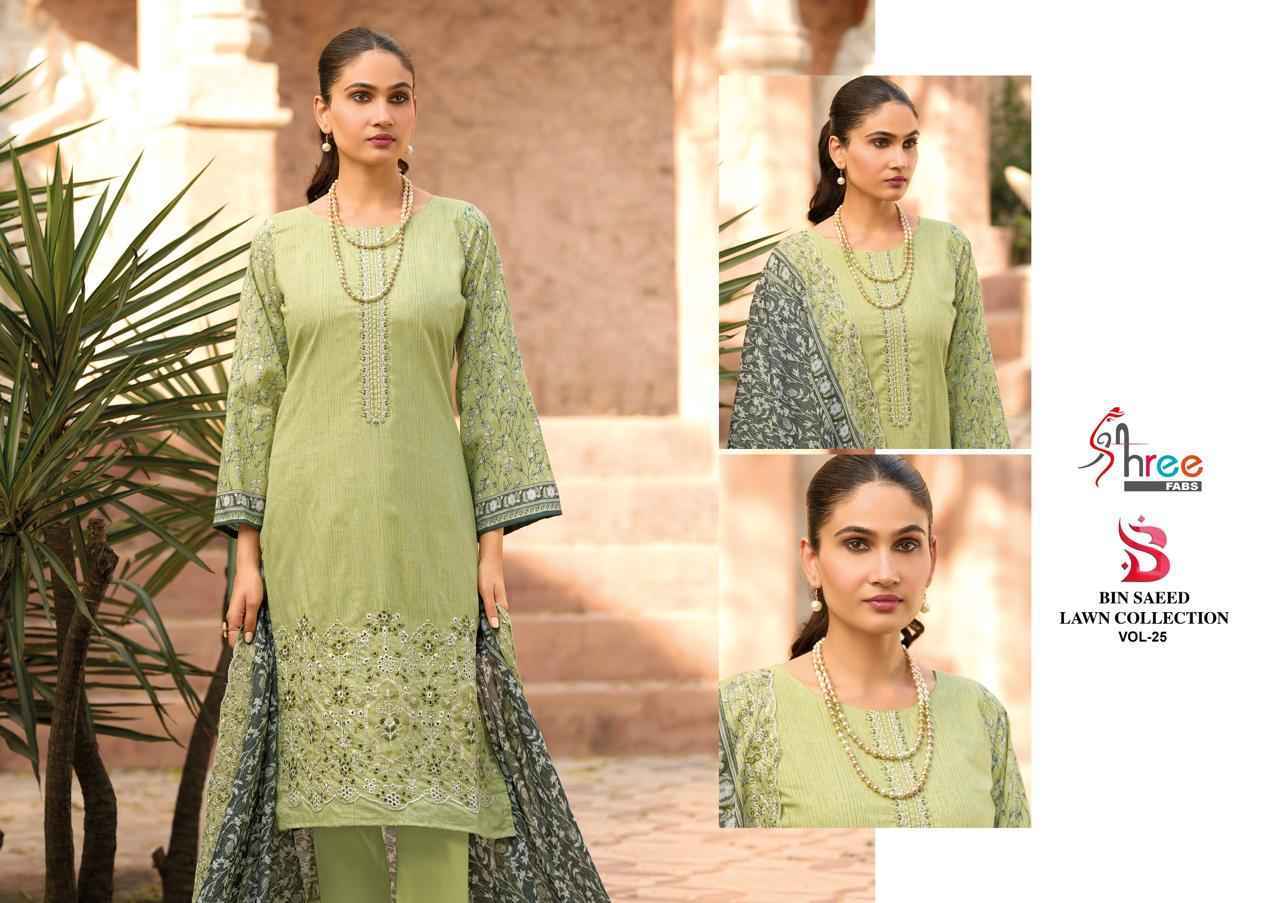Shree Fabs Bin Saeed Lawn Collection Vol 25 Cotton Dress Material Wholesale Collection ( 6 Pcs Catalog )