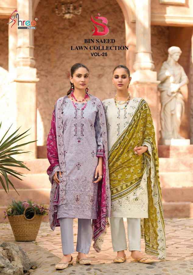 Shree Fabs Bin Saeed Lawn Collection Vol 25 Cotton Dress Material Wholesale Collection ( 6 Pcs Catalog )