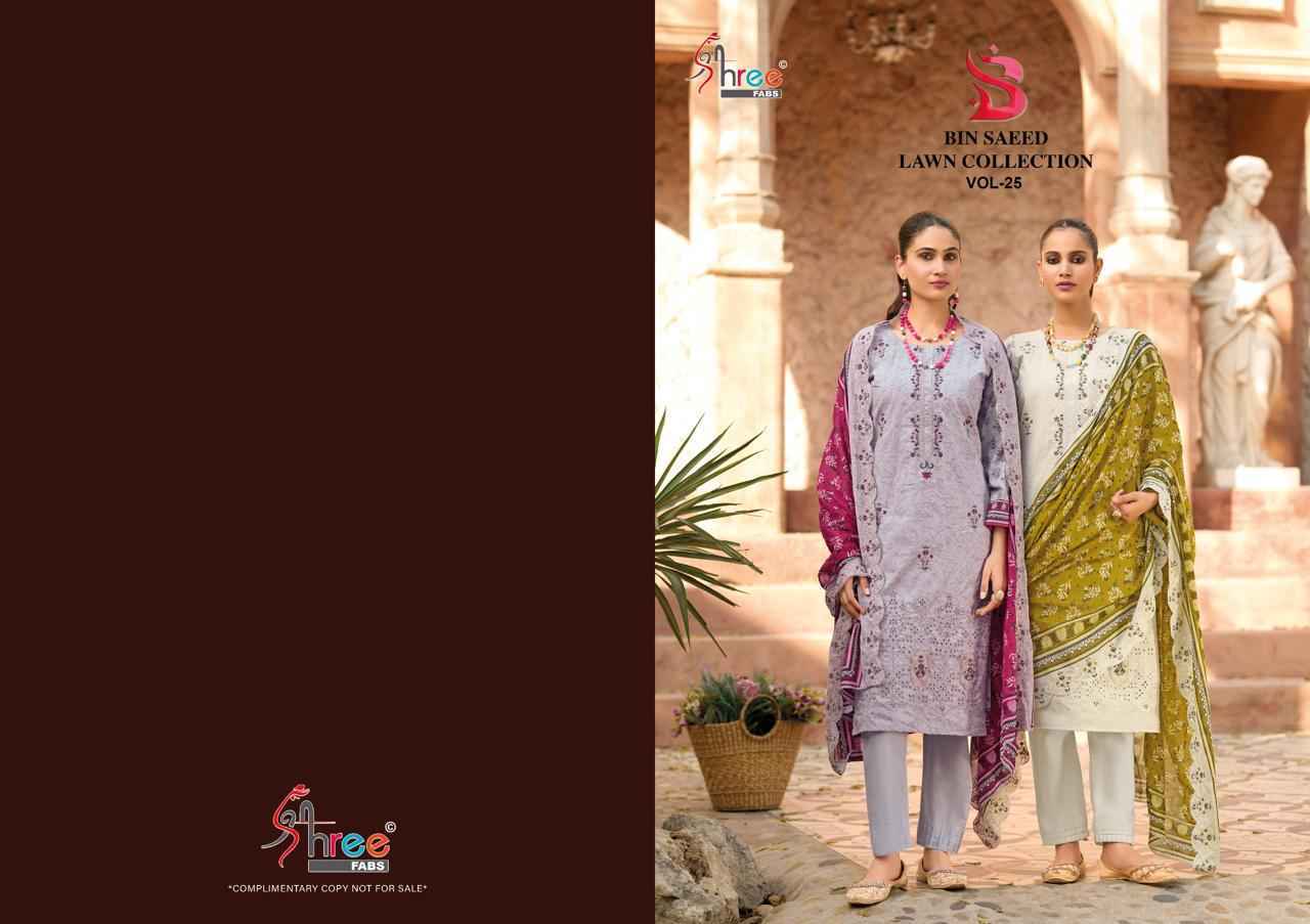Shree Fabs Bin Saeed Lawn Collection Vol 25 Cotton Dress Material Wholesale Collection ( 6 Pcs Catalog )