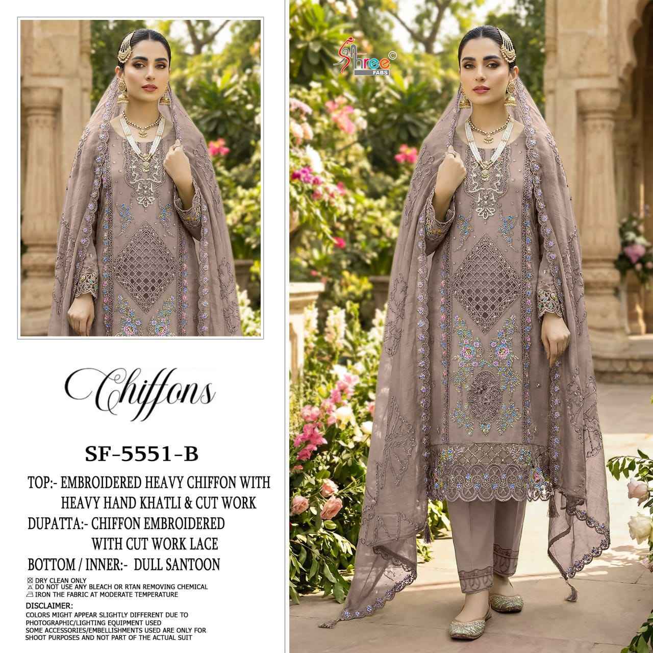 Shree Fabs D No SF 5551 Chiffon Dress Material Wholesale Collection ( 4 Pcs Catalog )