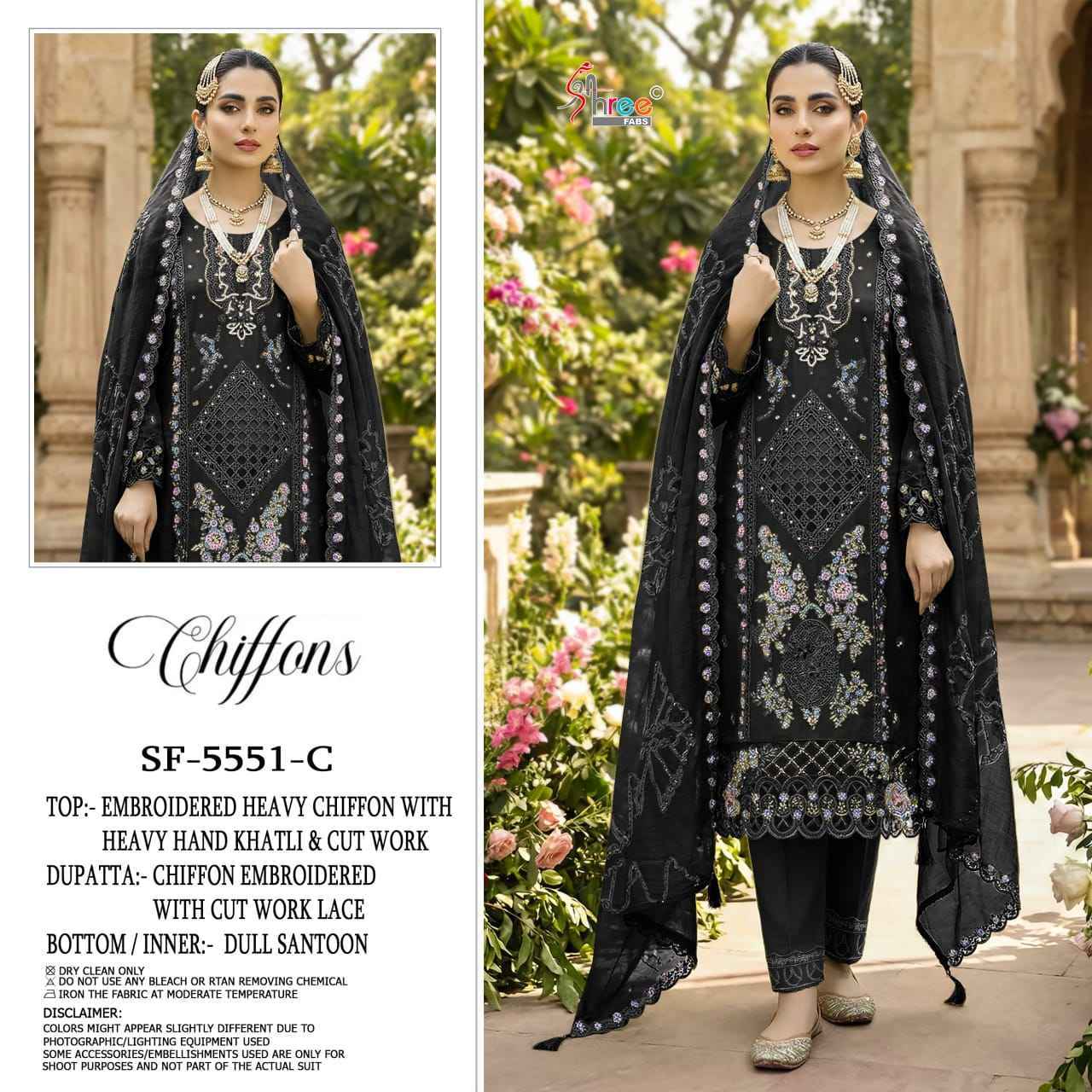 Shree Fabs D No SF 5551 Chiffon Dress Material Wholesale Collection ( 4 Pcs Catalog )