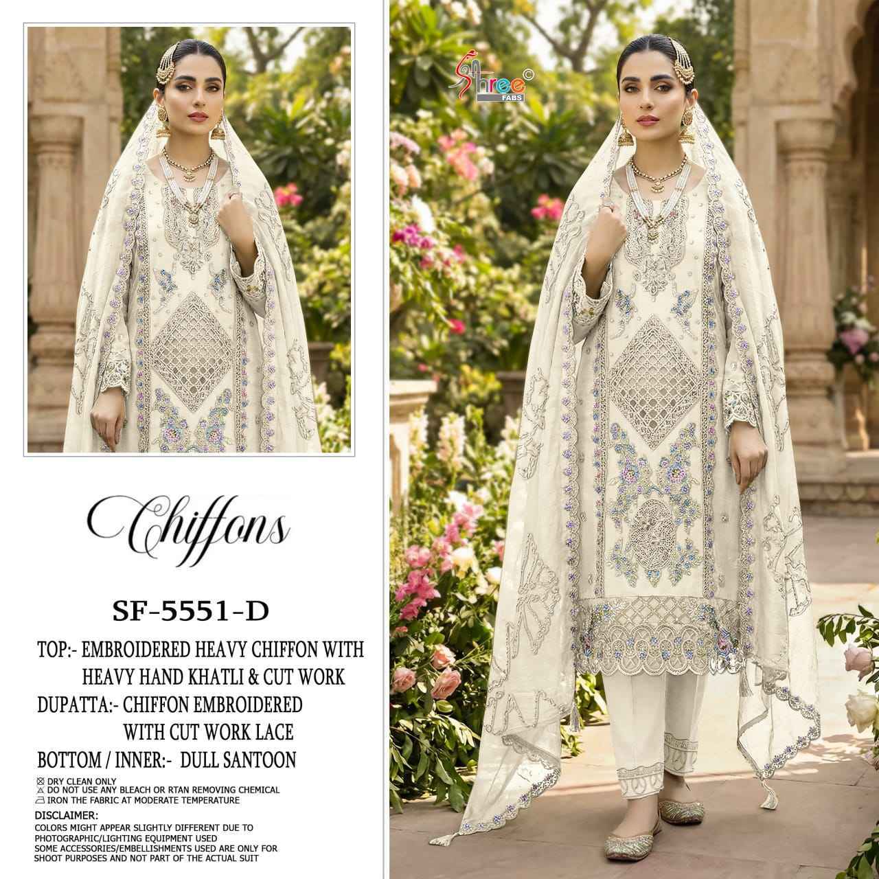 Shree Fabs D No SF 5551 Chiffon Dress Material Wholesale Collection ( 4 Pcs Catalog )