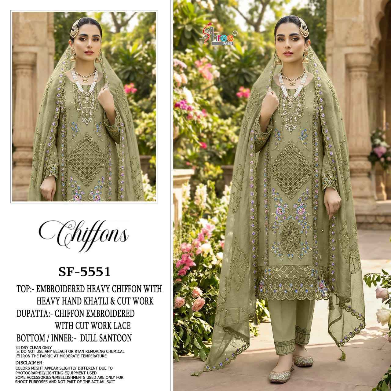 Shree Fabs D No SF 5551 Chiffon Dress Material Wholesale Collection ( 4 Pcs Catalog )