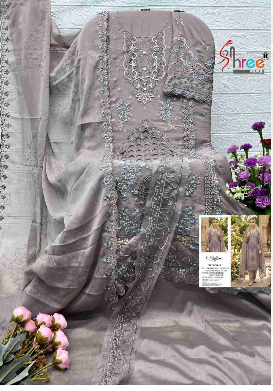 Shree Fabs D No SF 5551 Chiffon Dress Material Wholesale Collection ( 4 Pcs Catalog )