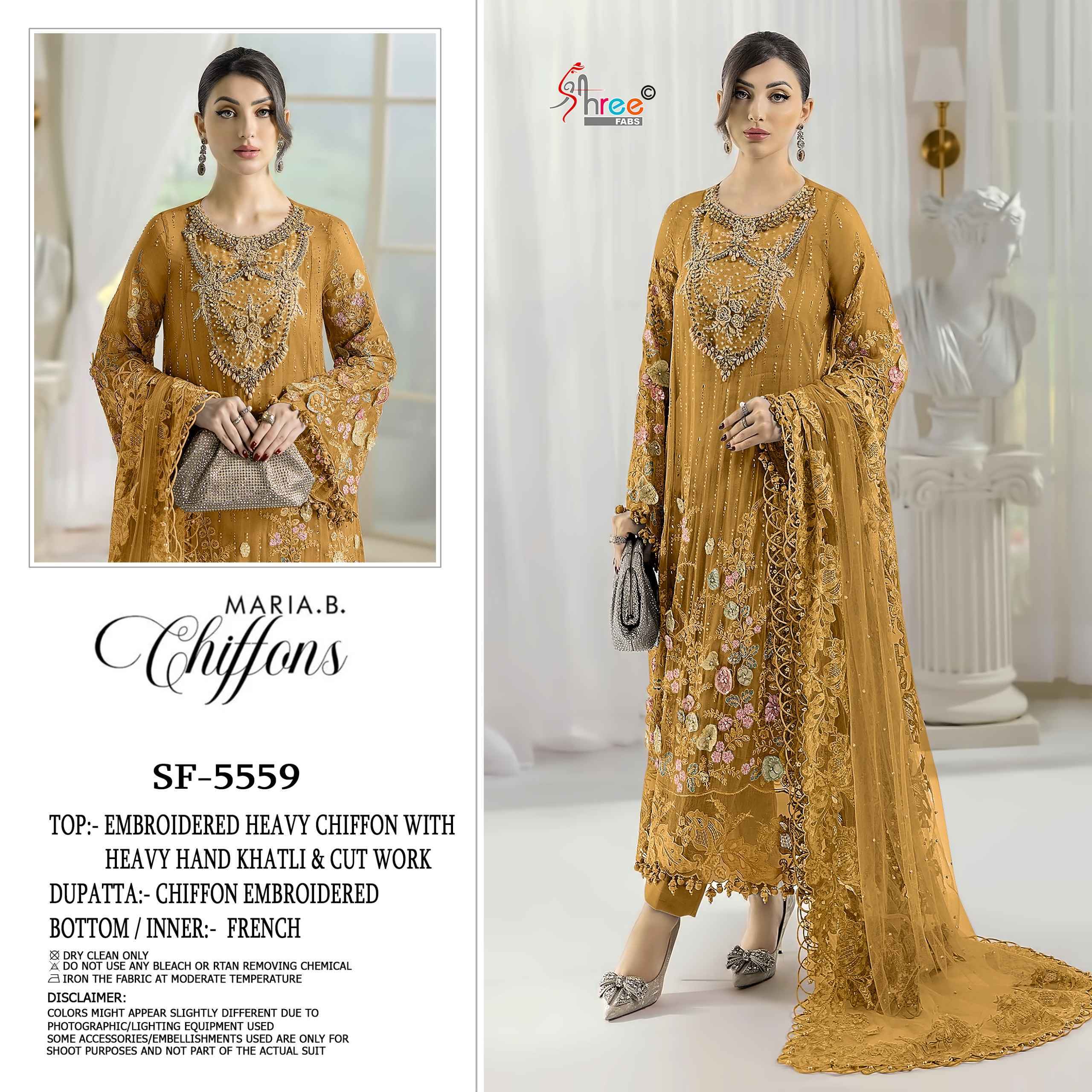 Shree Fabs D No SF 5559 Chiffon Dress Material Wholesale Collection ( 4 Pcs Catalog )