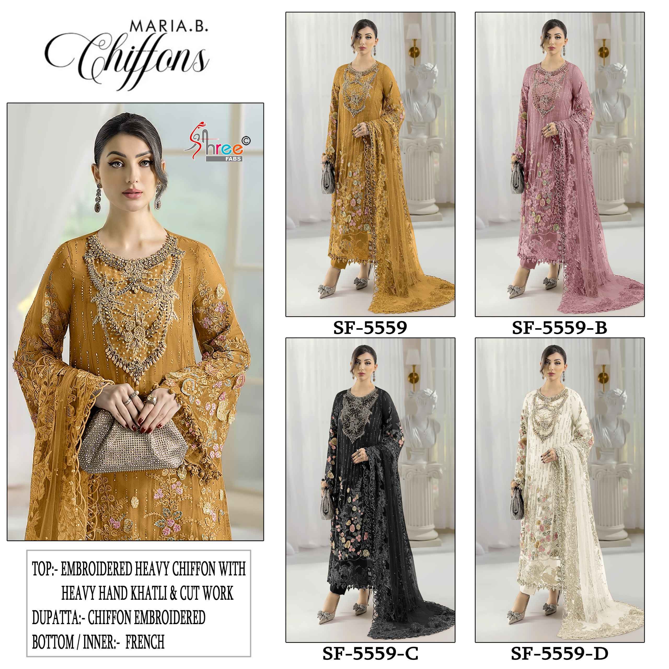 Shree Fabs D No SF 5559 Chiffon Dress Material Wholesale Collection ( 4 Pcs Catalog )