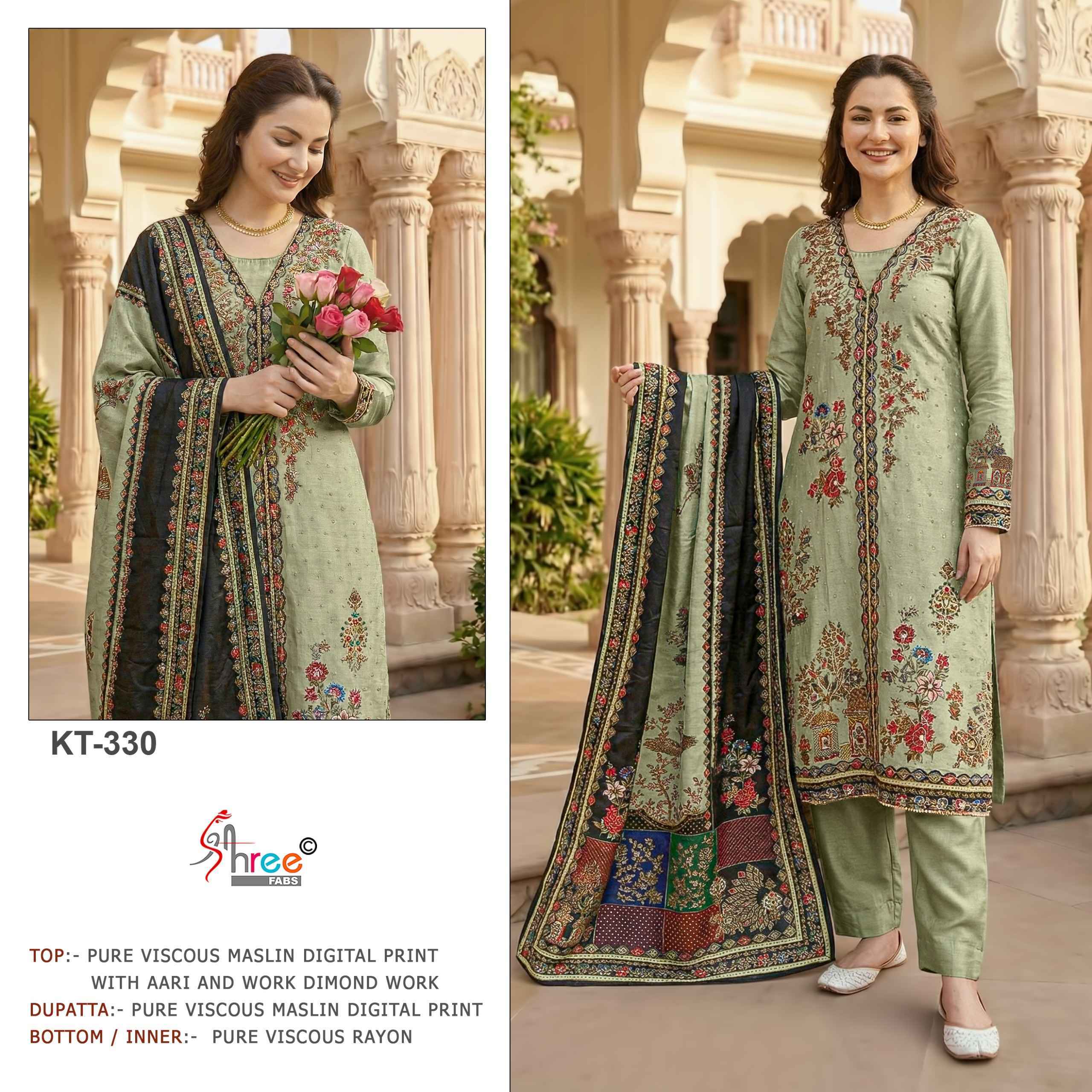 Shree Fabs KT 330 Viscous Maslin Dress Material Wholesale Collection ( 4 Pcs Catalog )
