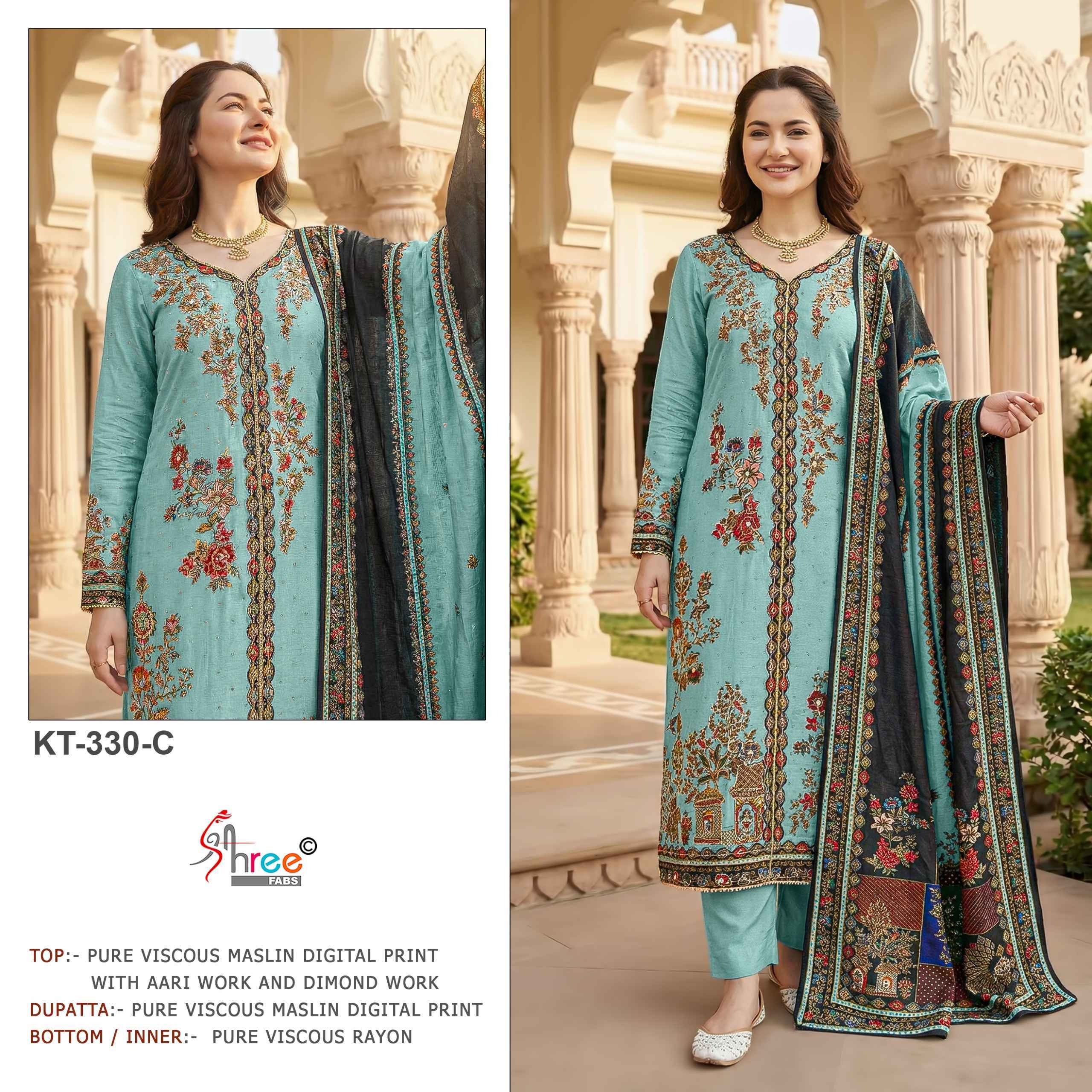 Shree Fabs KT 330 Viscous Maslin Dress Material Wholesale Collection ( 4 Pcs Catalog )