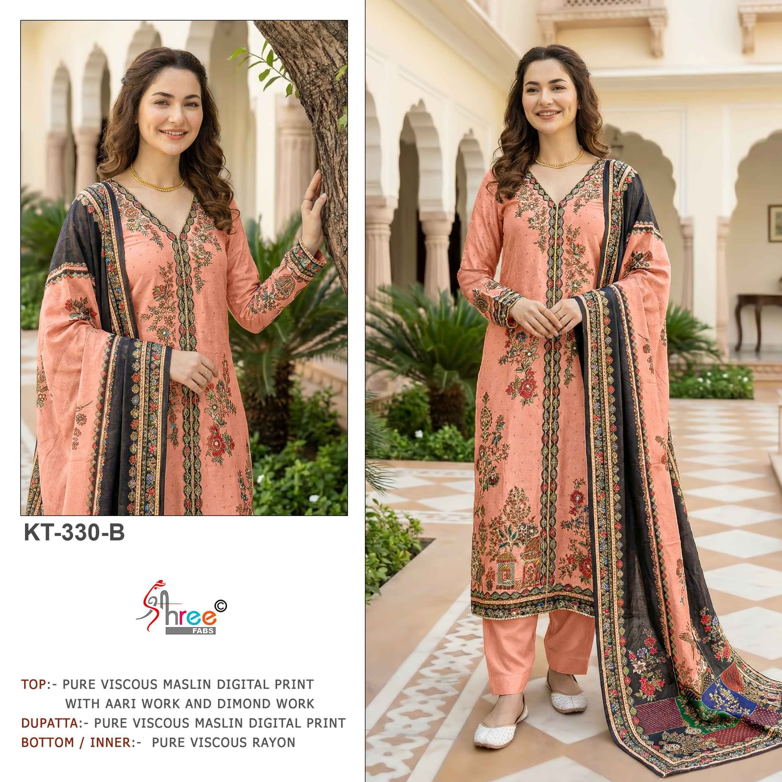 Shree Fabs KT 330 Viscous Maslin Dress Material Wholesale Collection ( 4 Pcs Catalog )