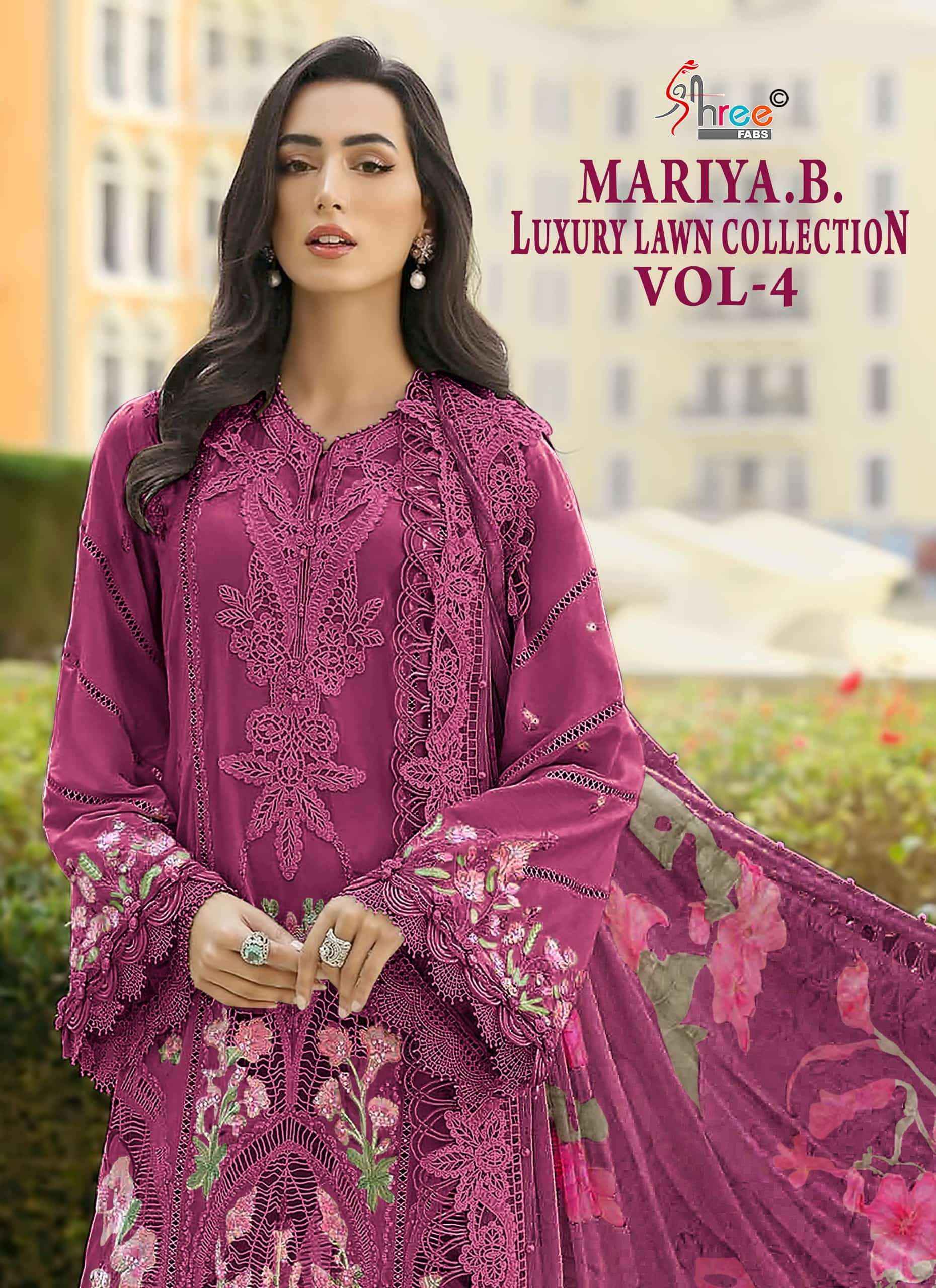 Shree Fabs Mariya B Luxury Lawn Collection Vol 4 Cotton Pakistani Suits ( 6 Pcs Catalogue )