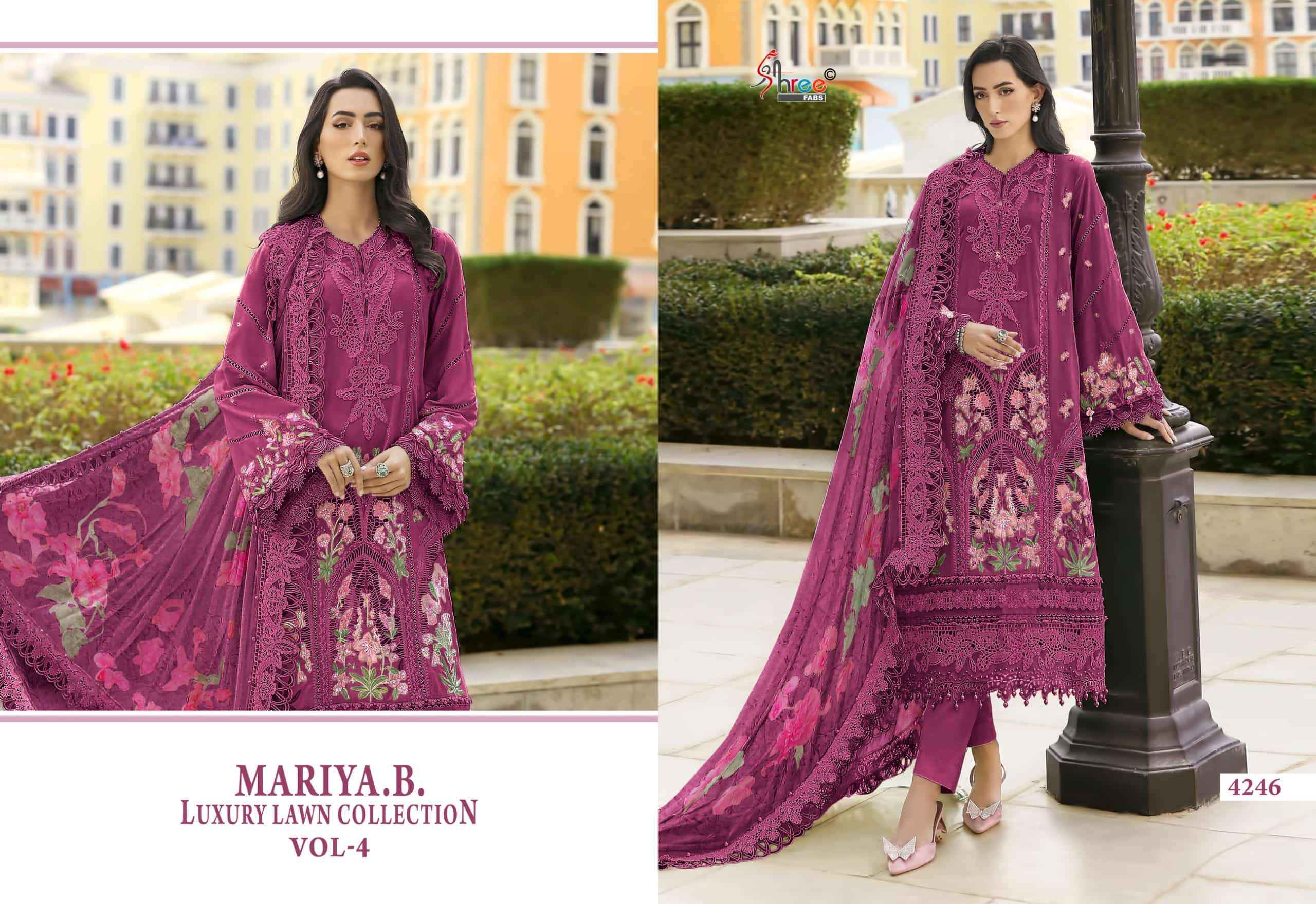 Shree Fabs Mariya B Luxury Lawn Collection Vol 4 Cotton Pakistani Suits ( 6 Pcs Catalogue )