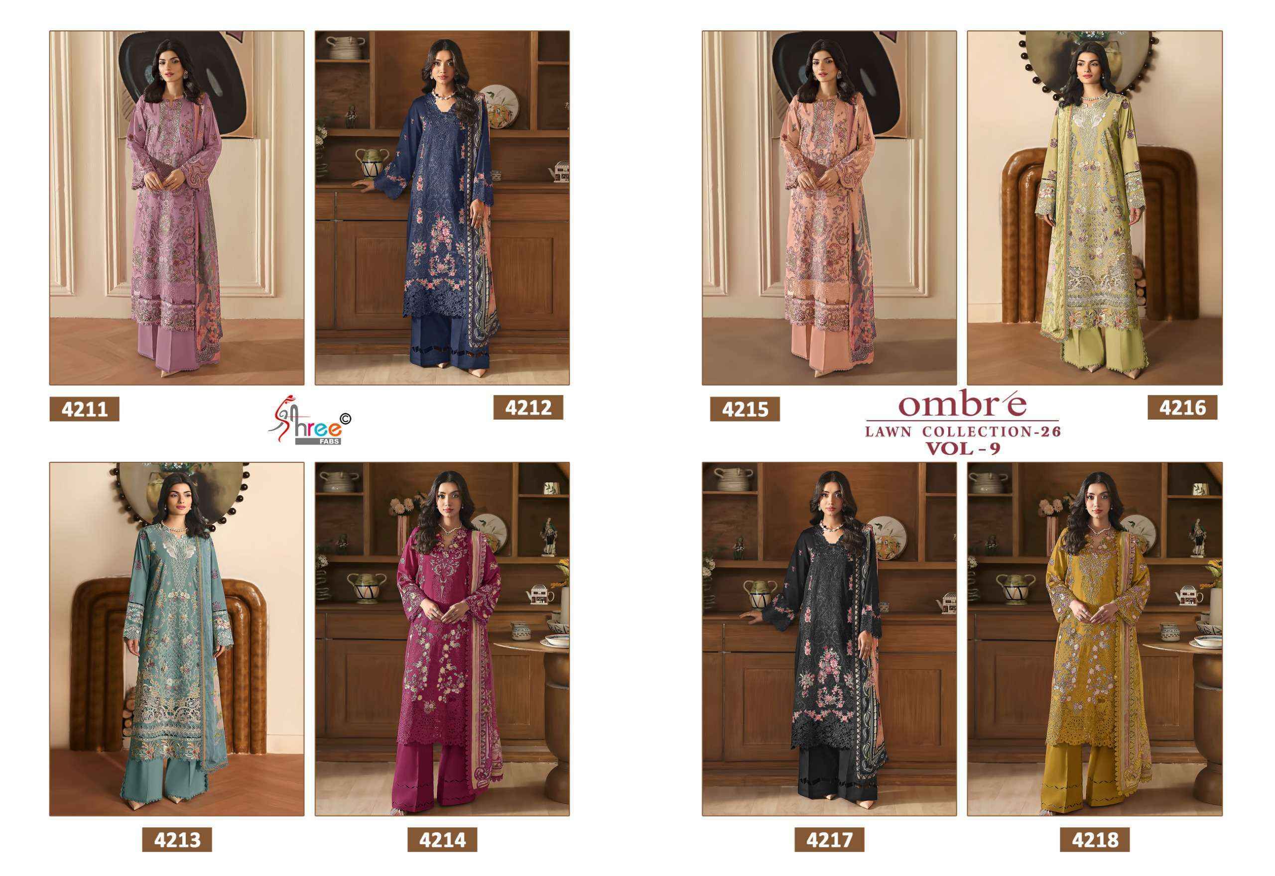 Shree Fabs Ombre Lawn Collection 26 Vol 9 Cotton Dress Material ( 8 pcs Catalogue )