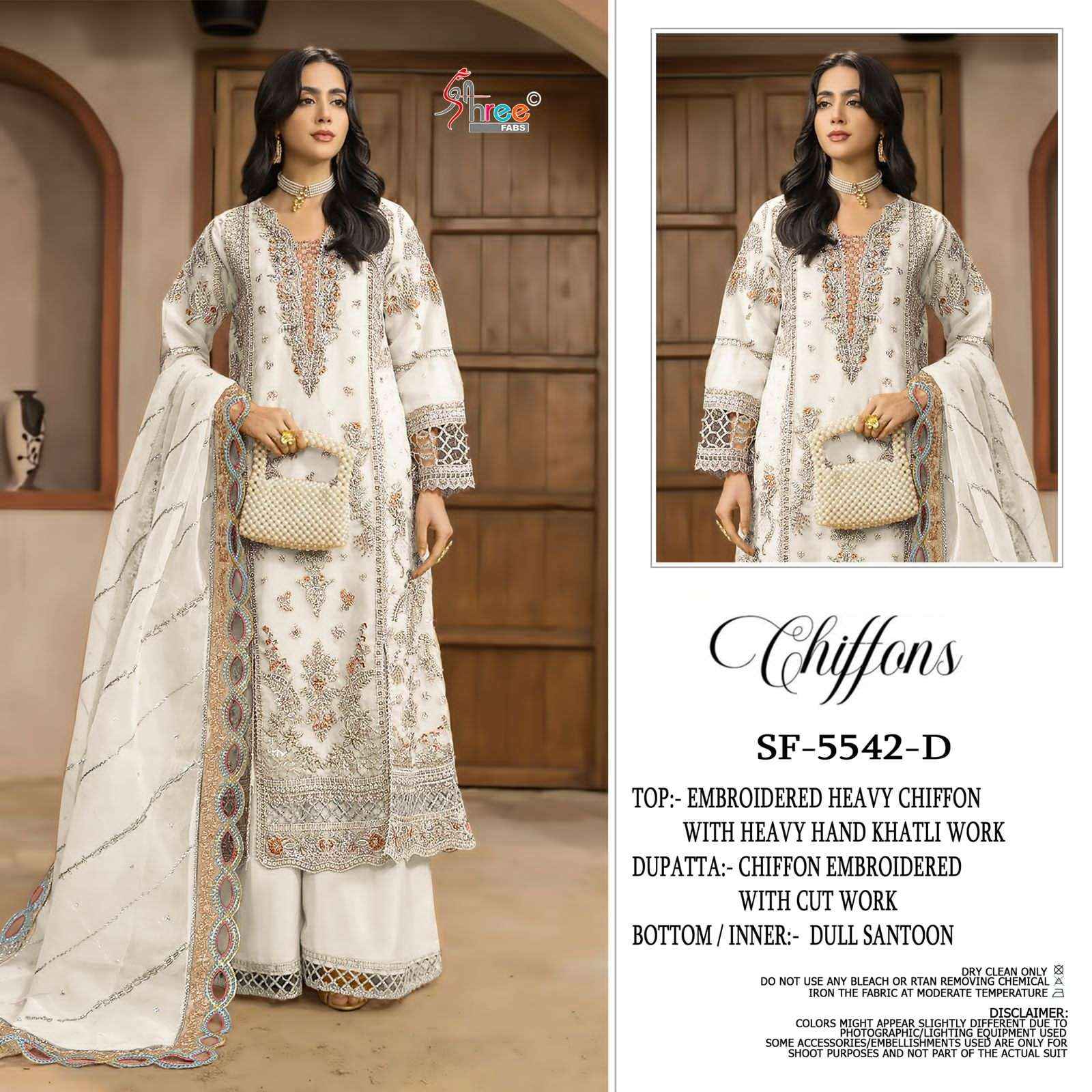 Shree Fabs Sf 5542 Colors Heavy Embroidered Chiffon Suit Pakistani Suit Collection ( 4 Pcs Catalog )