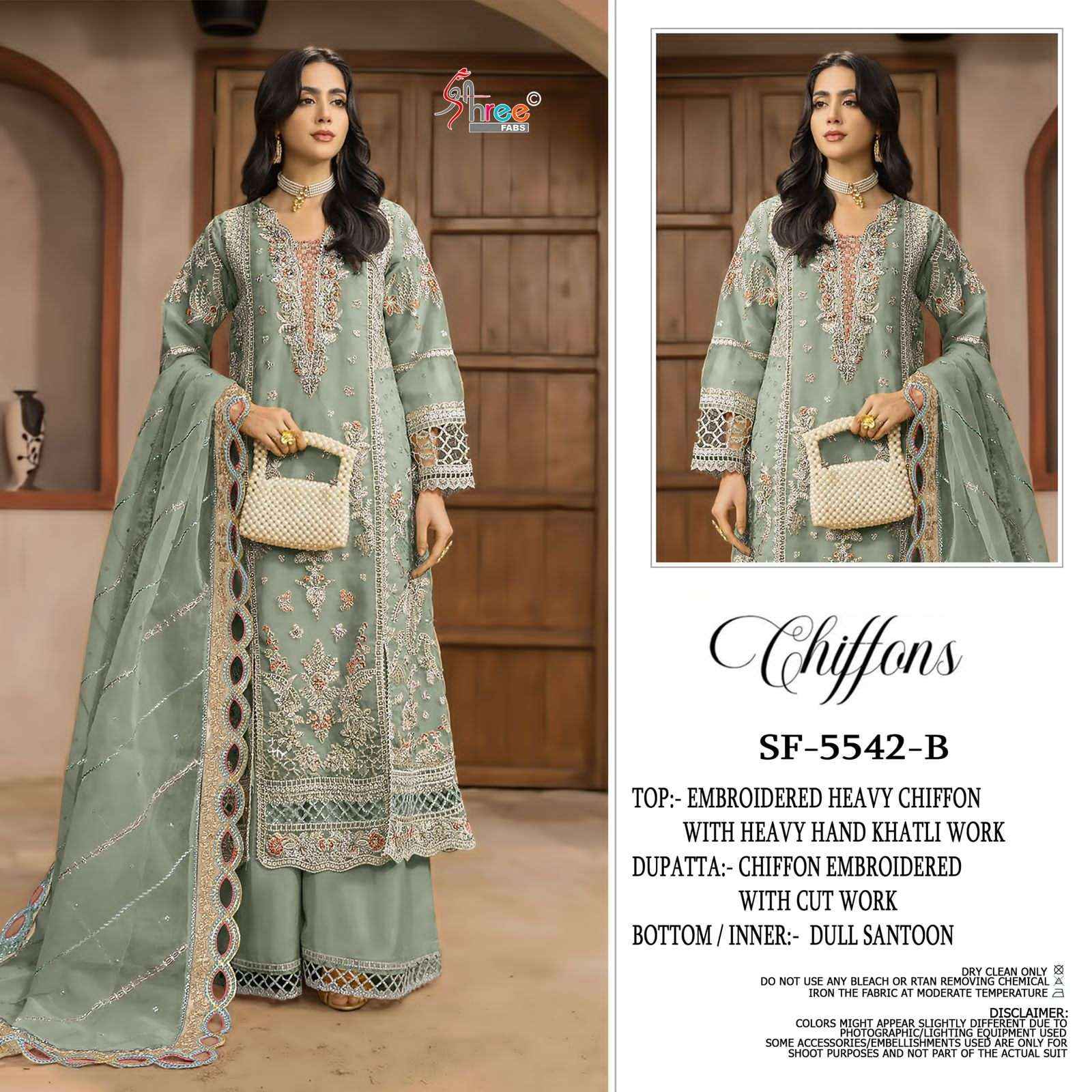 Shree Fabs Sf 5542 Colors Heavy Embroidered Chiffon Suit Pakistani Suit Collection ( 4 Pcs Catalog )