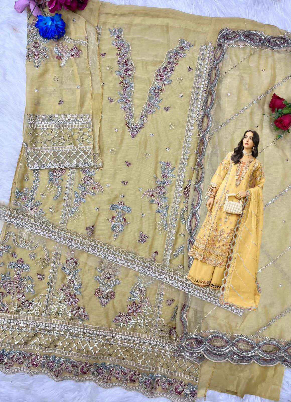 Shree Fabs Sf 5542 Colors Heavy Embroidered Chiffon Suit Pakistani Suit Collection ( 4 Pcs Catalog )