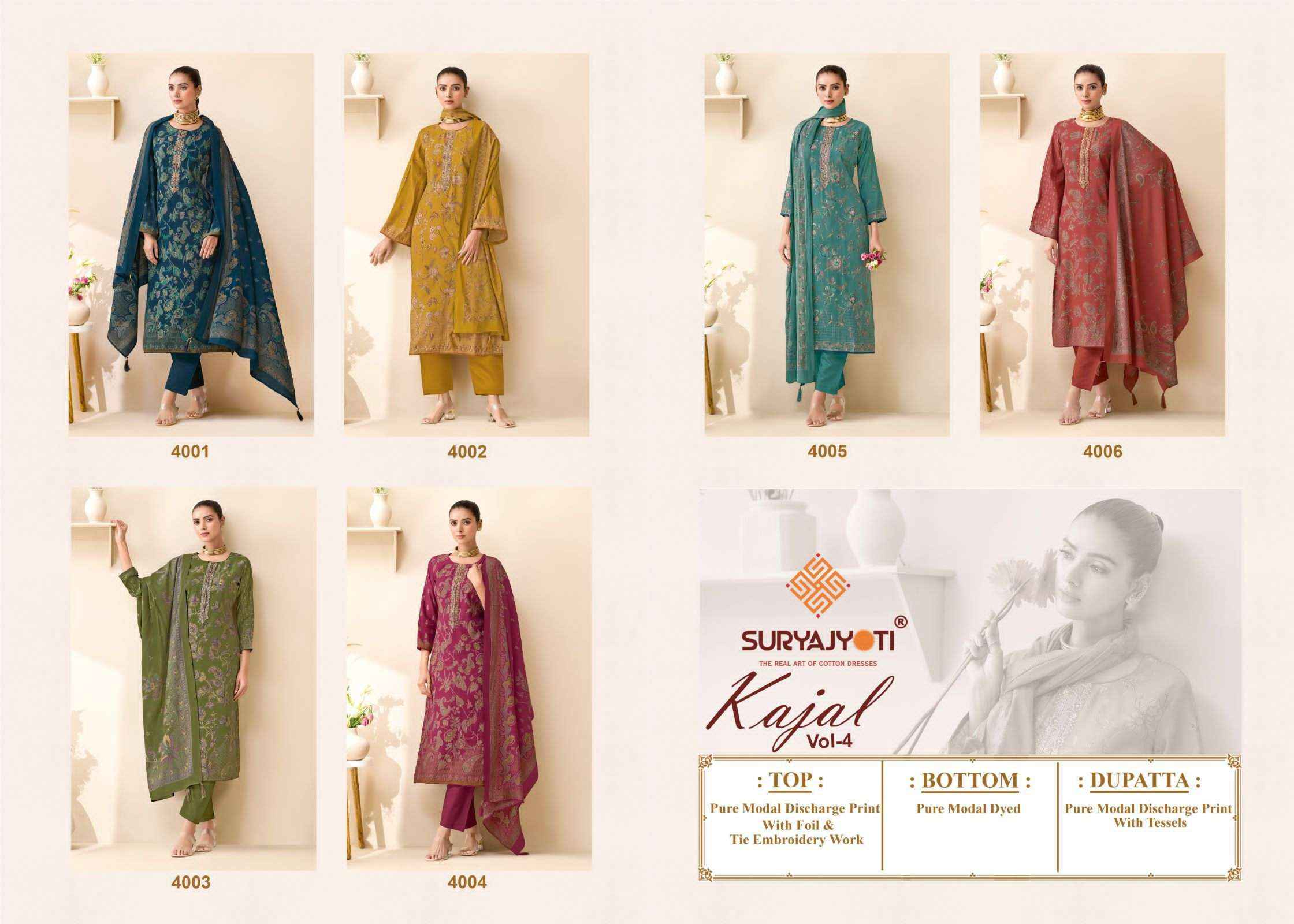 Suryajyoti Kajal Vol 4 Pure Modal Silk Ladies Dress Collection ( 6 Pcs Catalog )