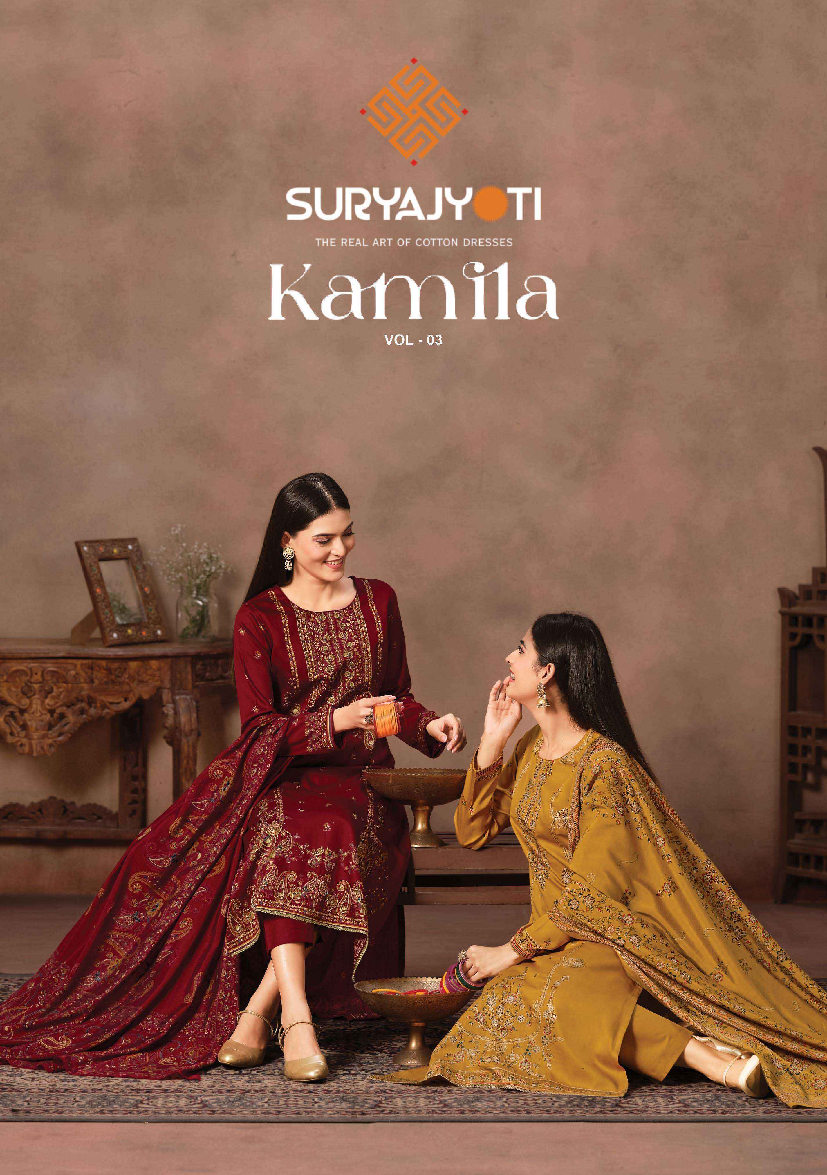 Suryajyoti Kamila Vol 3 Jam Satin Dress Material Wholesale Collection ( 6 Pcs Catalog )