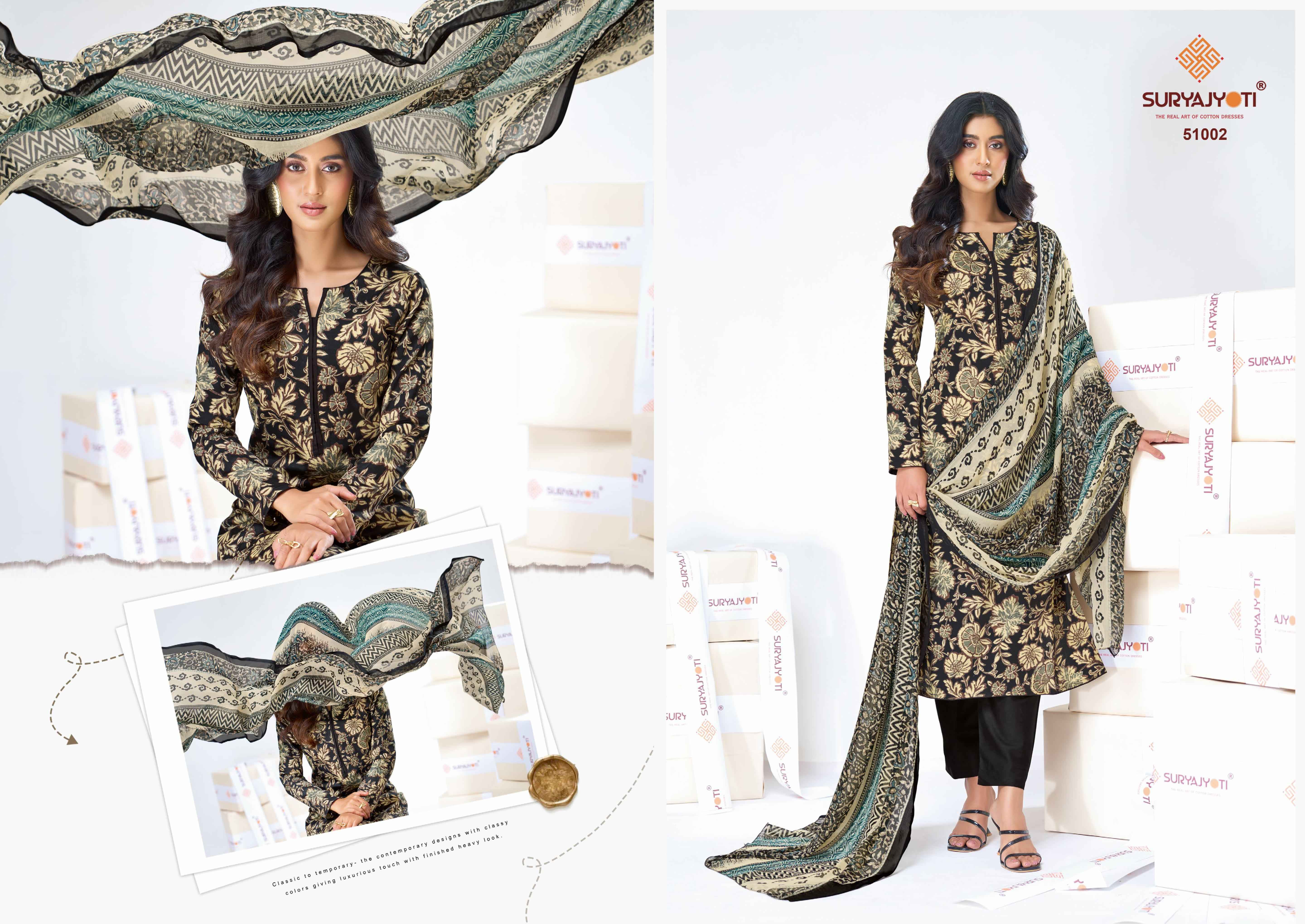 Suryajyoti Naishaa Vol 51 Jaam Satin Dress Material Wholesale Price ( 10 Pcs Catalogue )
