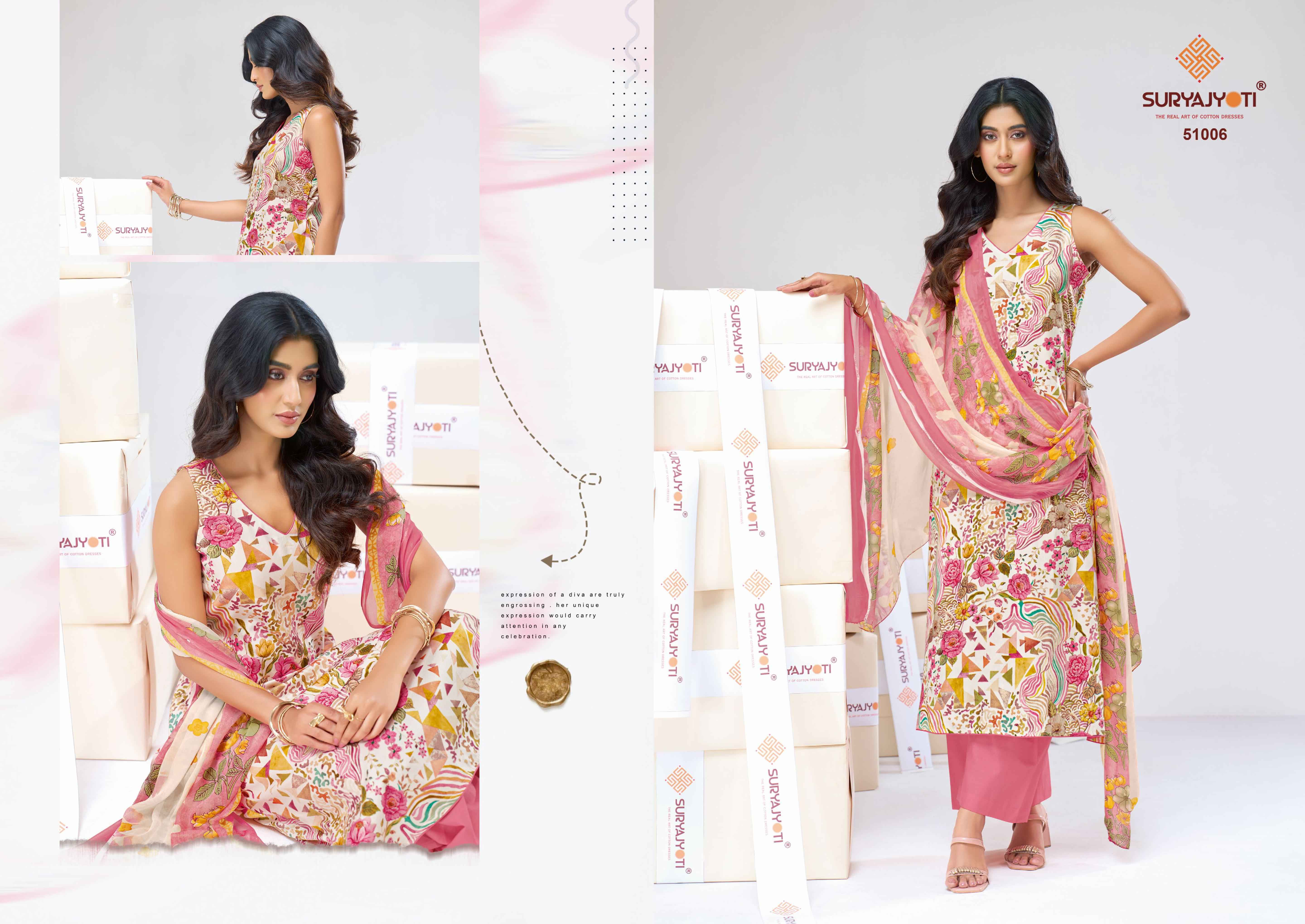 Suryajyoti Naishaa Vol 51 Jaam Satin Dress Material Wholesale Price ( 10 Pcs Catalogue )