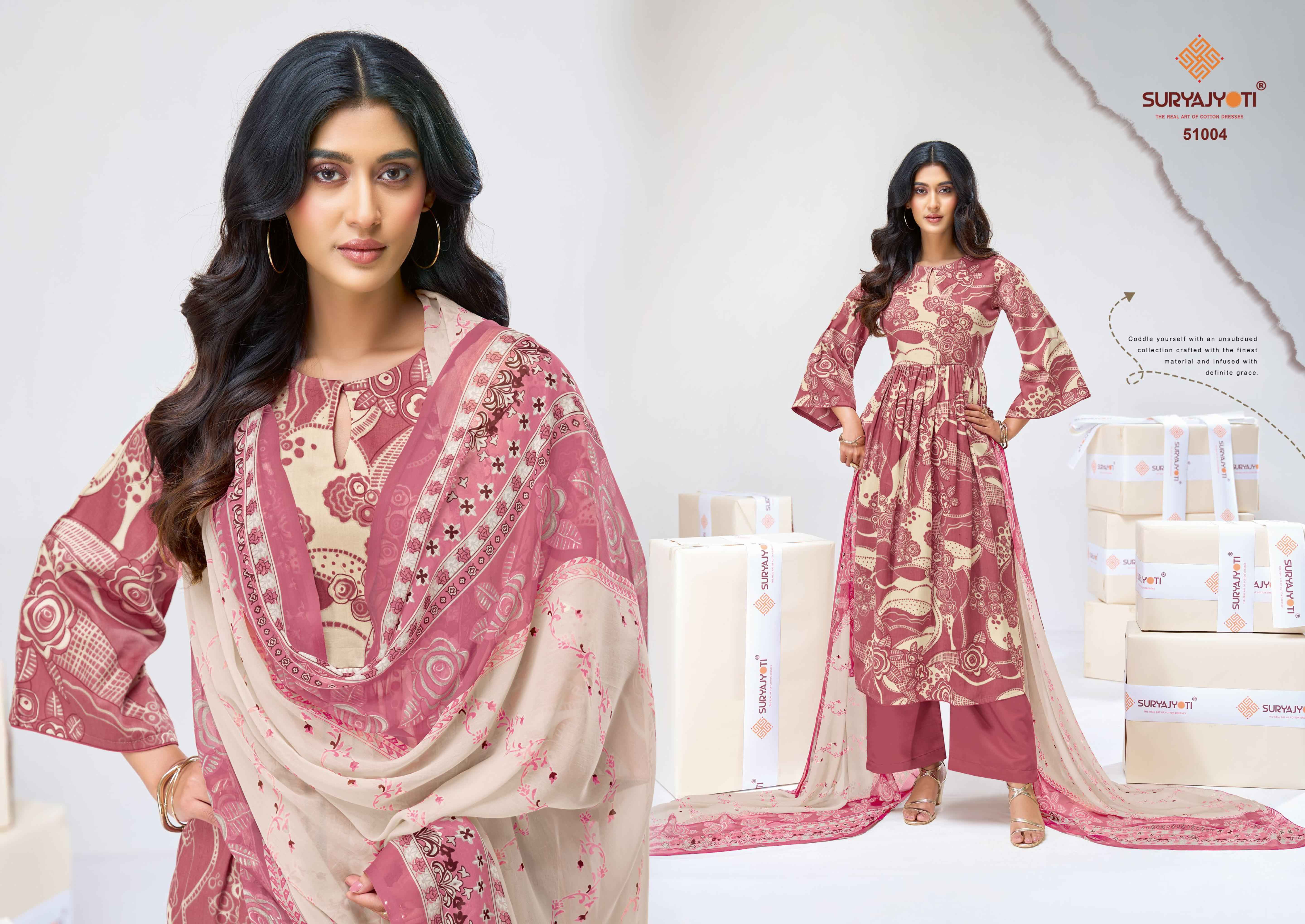Suryajyoti Naishaa Vol 51 Jaam Satin Dress Material Wholesale Price ( 10 Pcs Catalogue )