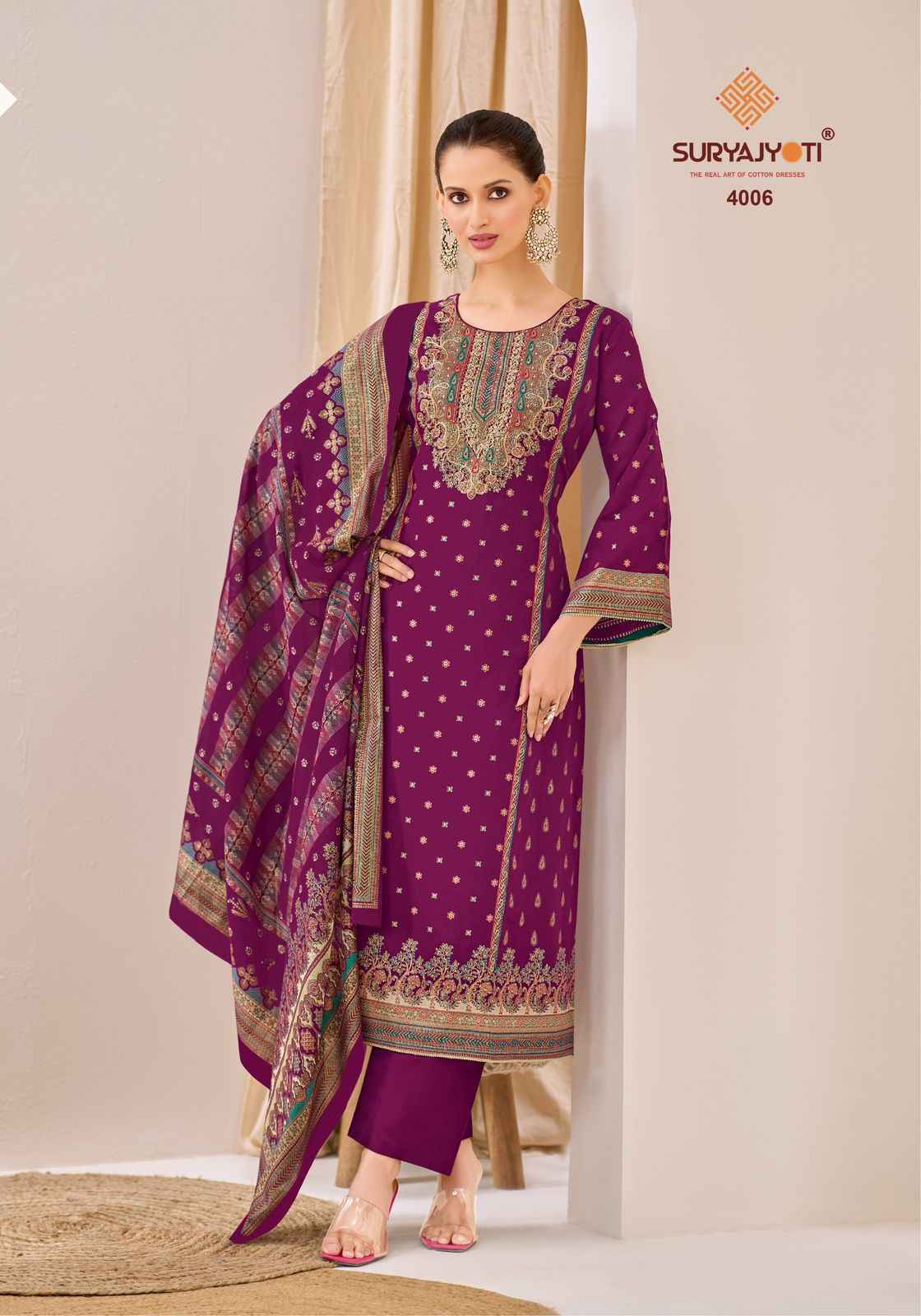 Suryajyoti Pallavi Advance Vol 4 Jam Satin Dress Material Wholesale Price ( 6 pcs Catalogue )