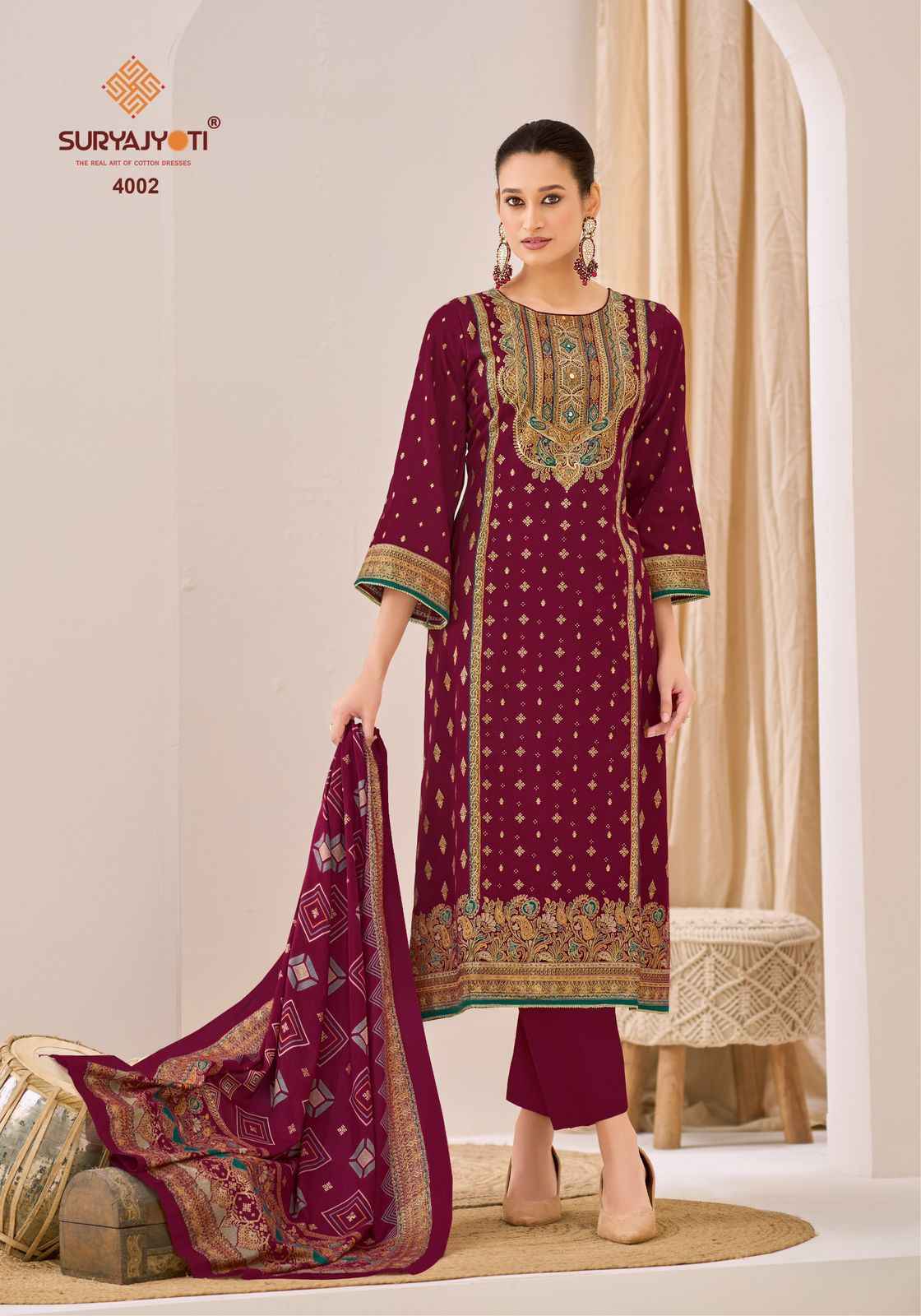 Suryajyoti Pallavi Advance Vol 4 Jam Satin Dress Material Wholesale Price ( 6 pcs Catalogue )