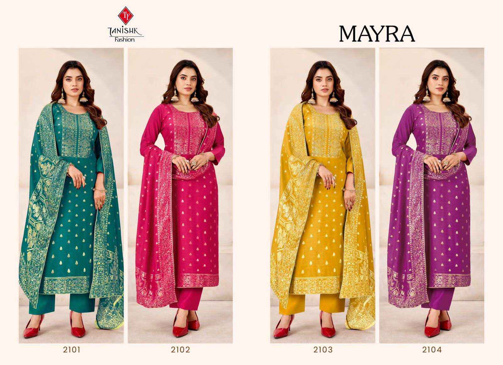 Tanishk Fashion Mayra Pure Muslin Jacquard Dress Material Wholesale Online Price ( 4 Pcs Catalogue )