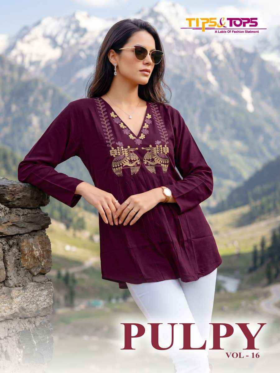 Tips & Tops Pulpy Vol 16 Rayon Top Wholesale Supplier ( 8 pcs Catalogue )