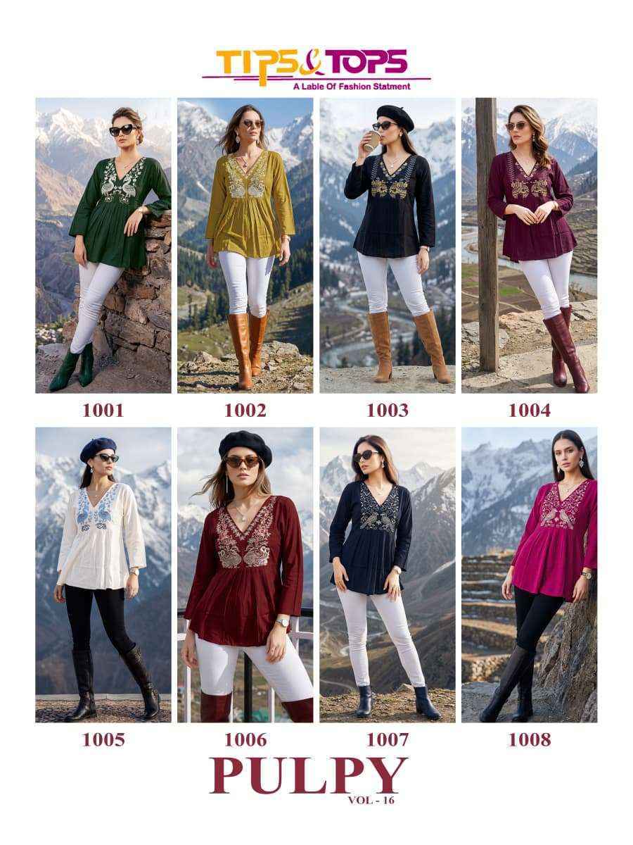 Tips & Tops Pulpy Vol 16 Rayon Top Wholesale Supplier ( 8 pcs Catalogue )