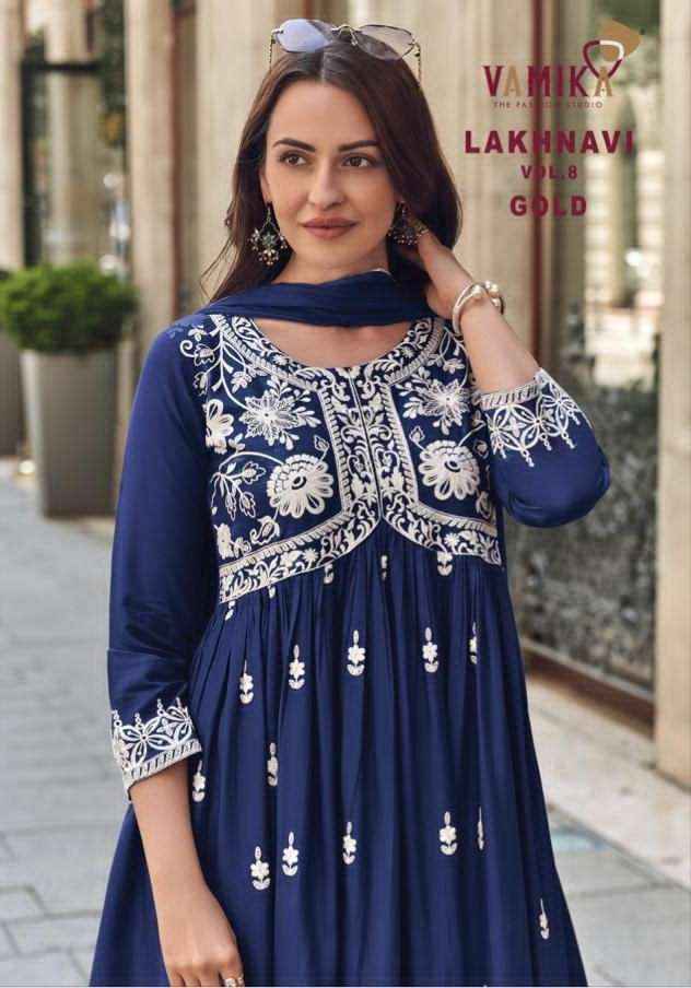 Vamika Lakhnavi Vol 8 Gold Havy Reyon Readymade Collection ( 4 Pcs Catalogue )