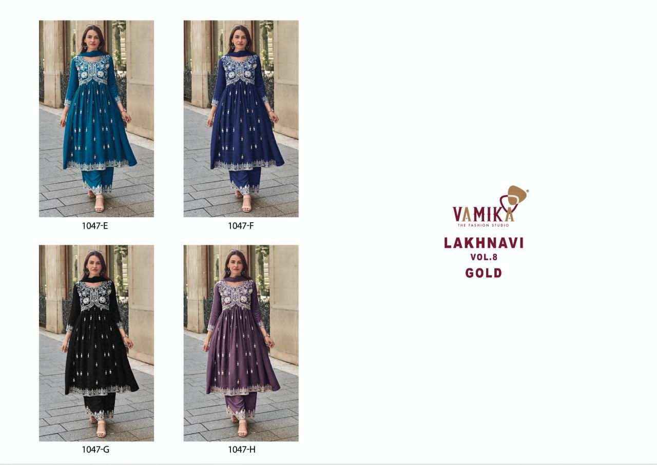 Vamika Lakhnavi Vol 8 Gold Havy Reyon Readymade Collection ( 4 Pcs Catalogue )