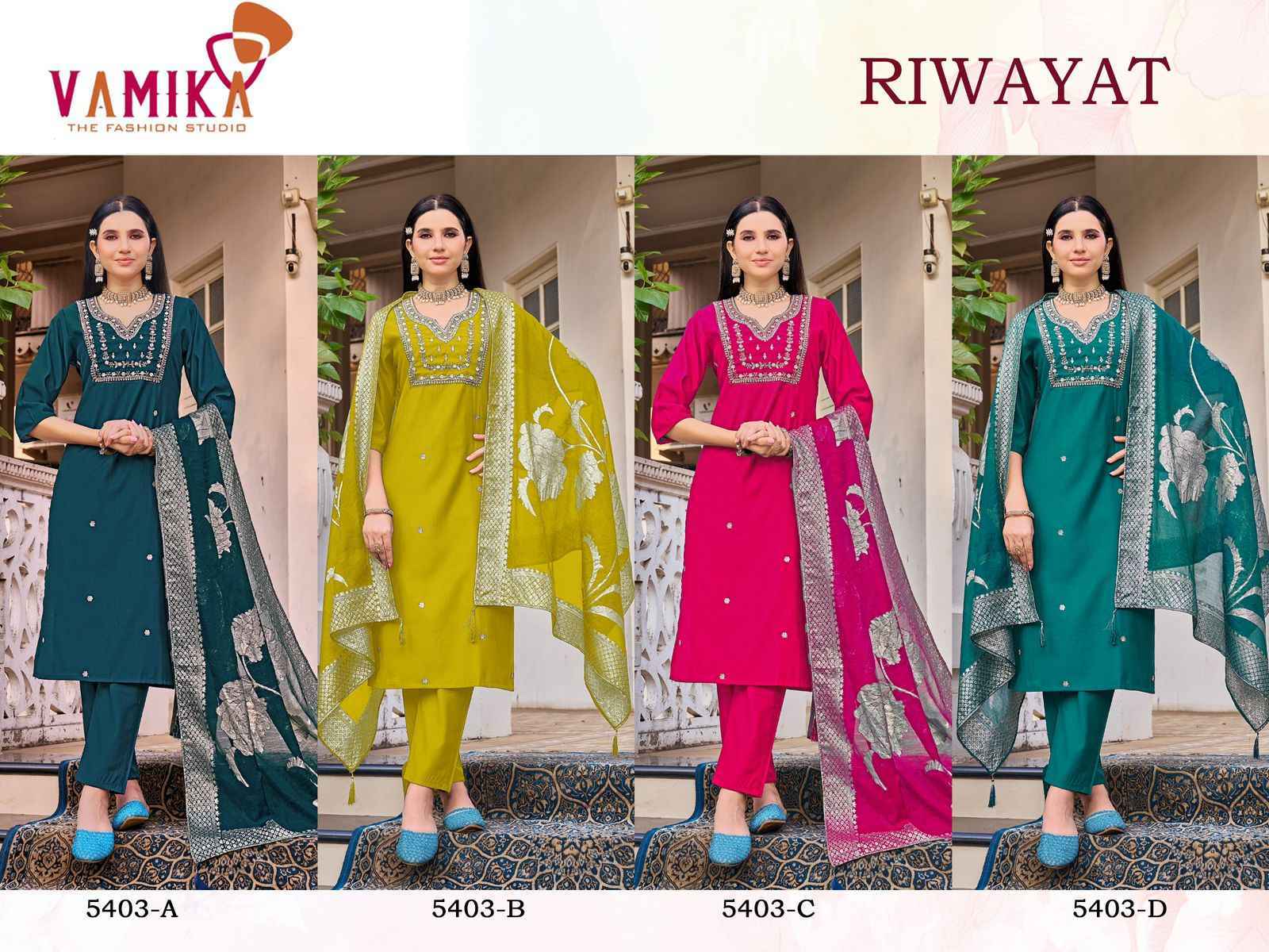 Vamika Riwayat Viscos Kurti Combo Collection ( 4 Pcs Catalog )