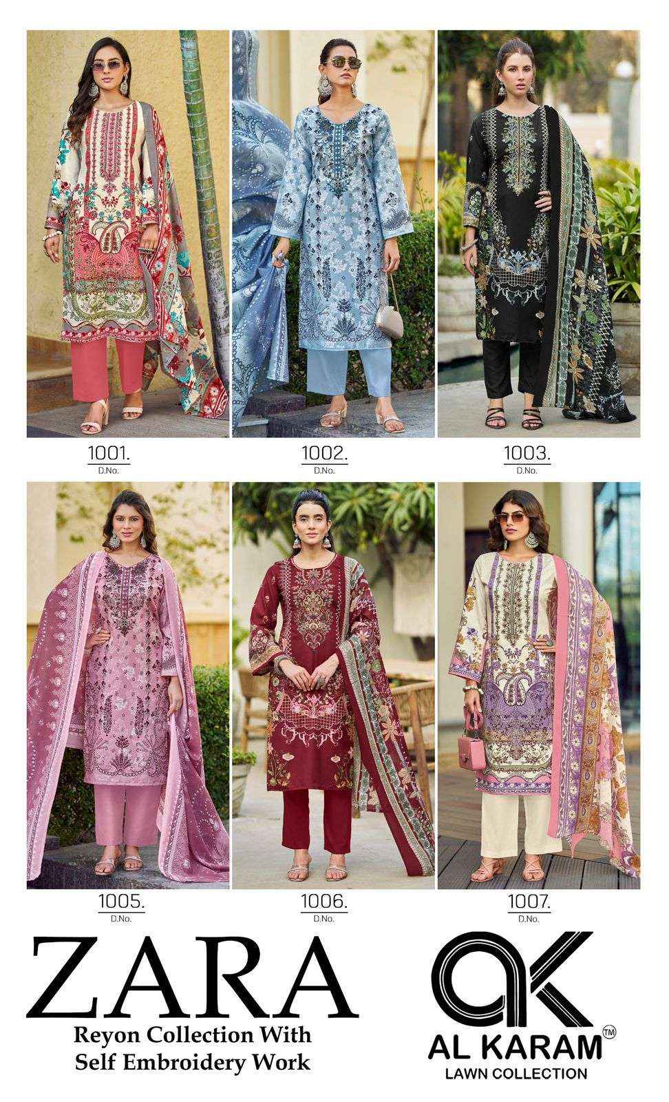 Al Karam Zara Fancy Rayon Dress Material Wholesale Collection ( 6 Pcs Catalog )