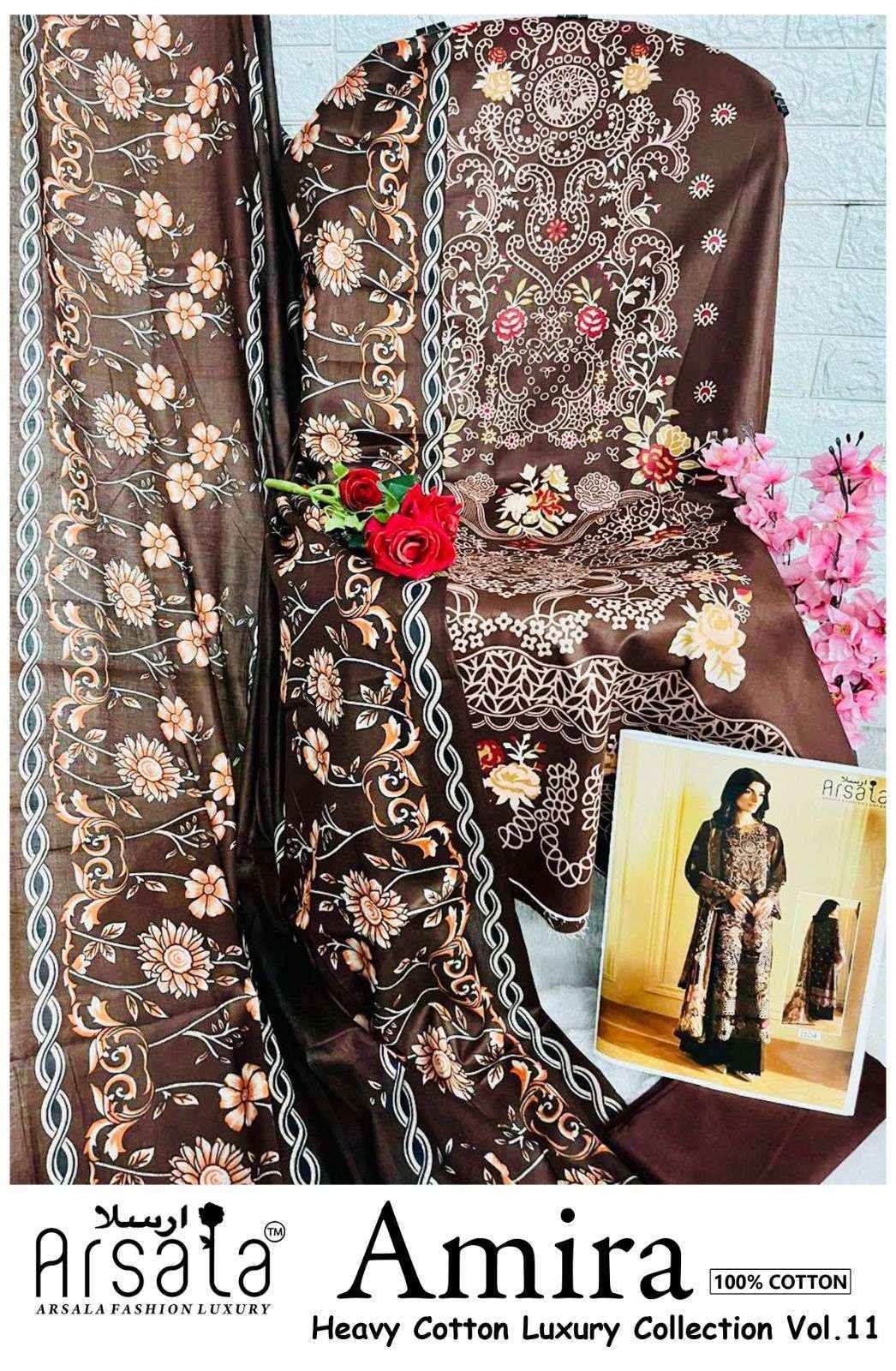 Arsala Amira Vol 11 Pure Lawn Cotton Pakistani Dress Material Wholesale Price ( 6 Pcs Catalogue )