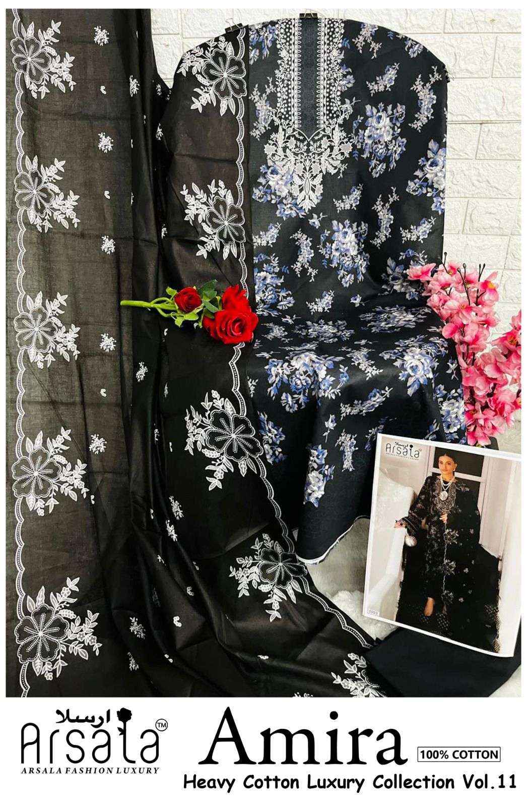 Arsala Amira Vol 11 Pure Lawn Cotton Pakistani Dress Material Wholesale Price ( 6 Pcs Catalogue )
