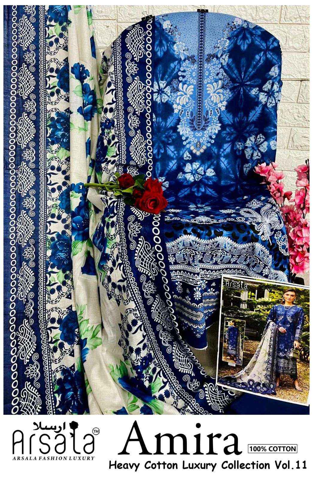 Arsala Amira Vol 11 Pure Lawn Cotton Pakistani Dress Material Wholesale Price ( 6 Pcs Catalogue )