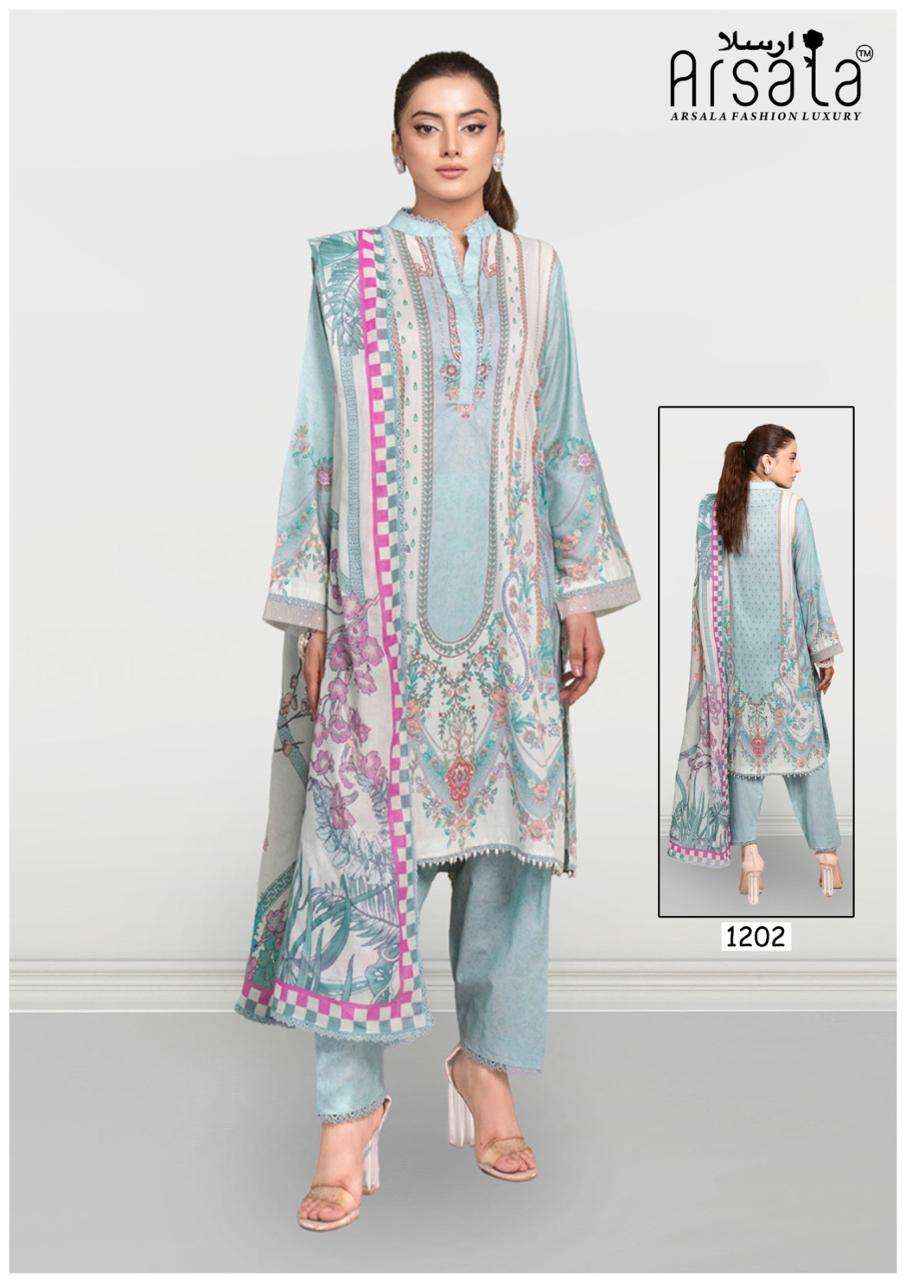 Arsala Amira Vol 12 Pure lawn Cotton Kurti Pant Dupatta Set Collection ( 6 Pcs Catalog ) 