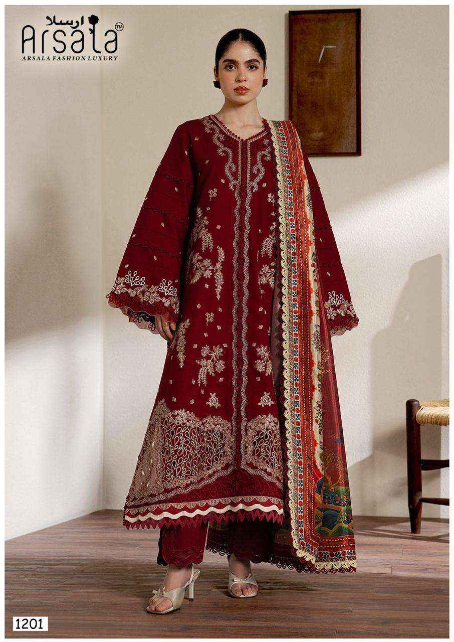 Arsala Amira Vol 12 Pure lawn Cotton Kurti Pant Dupatta Set Collection ( 6 Pcs Catalog ) 